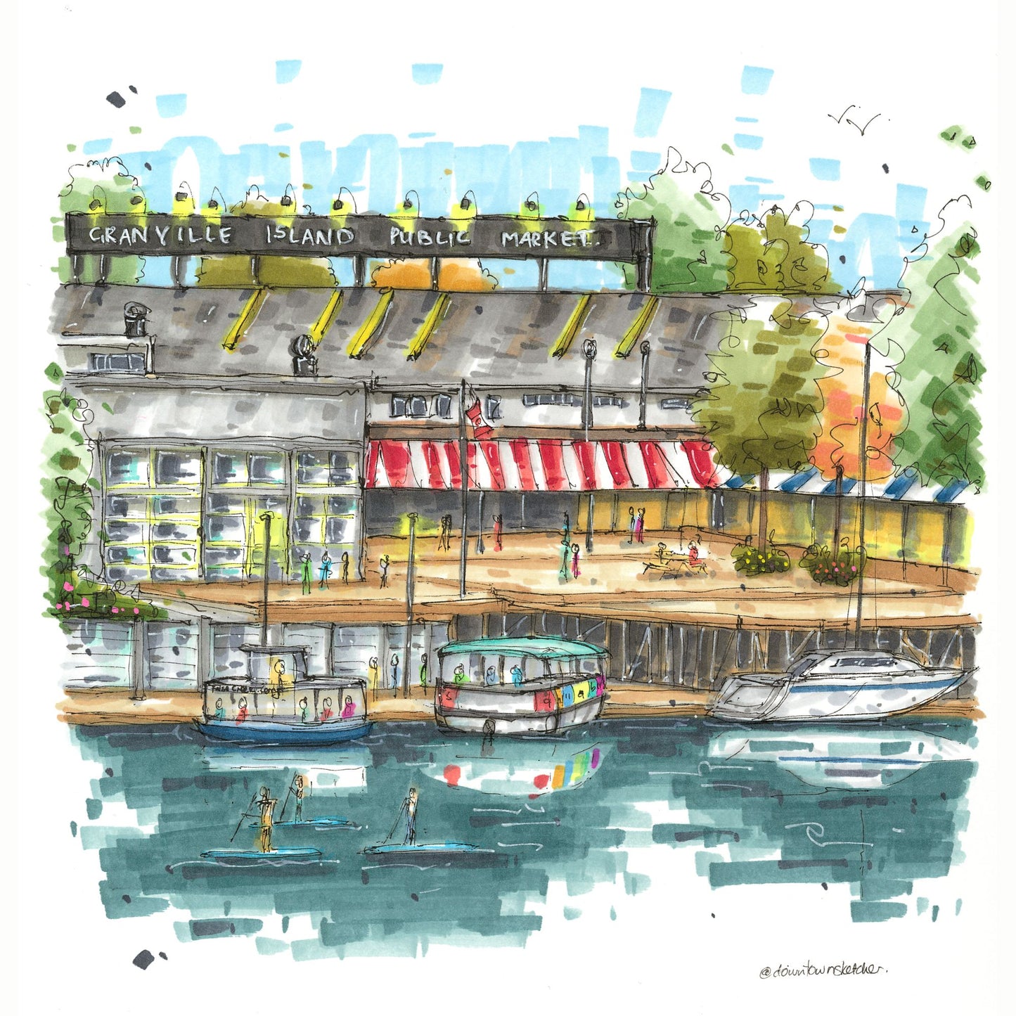 DTS0220 Granville Island Public Market, Vancouver - Downtown Sketcher