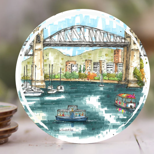 DTS0221 False Creek Ferry & Aquabus, Granville Island, Vancouver - Downtown Coasters by Downtown 2Sketcher