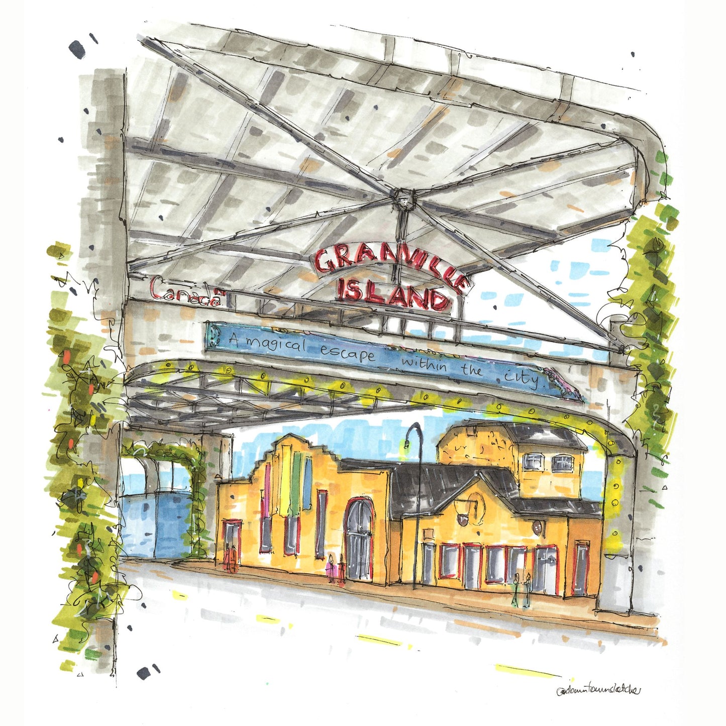 DTS0222 Anderson Street, Granville Island, Vancouver - Downtown Sketcher