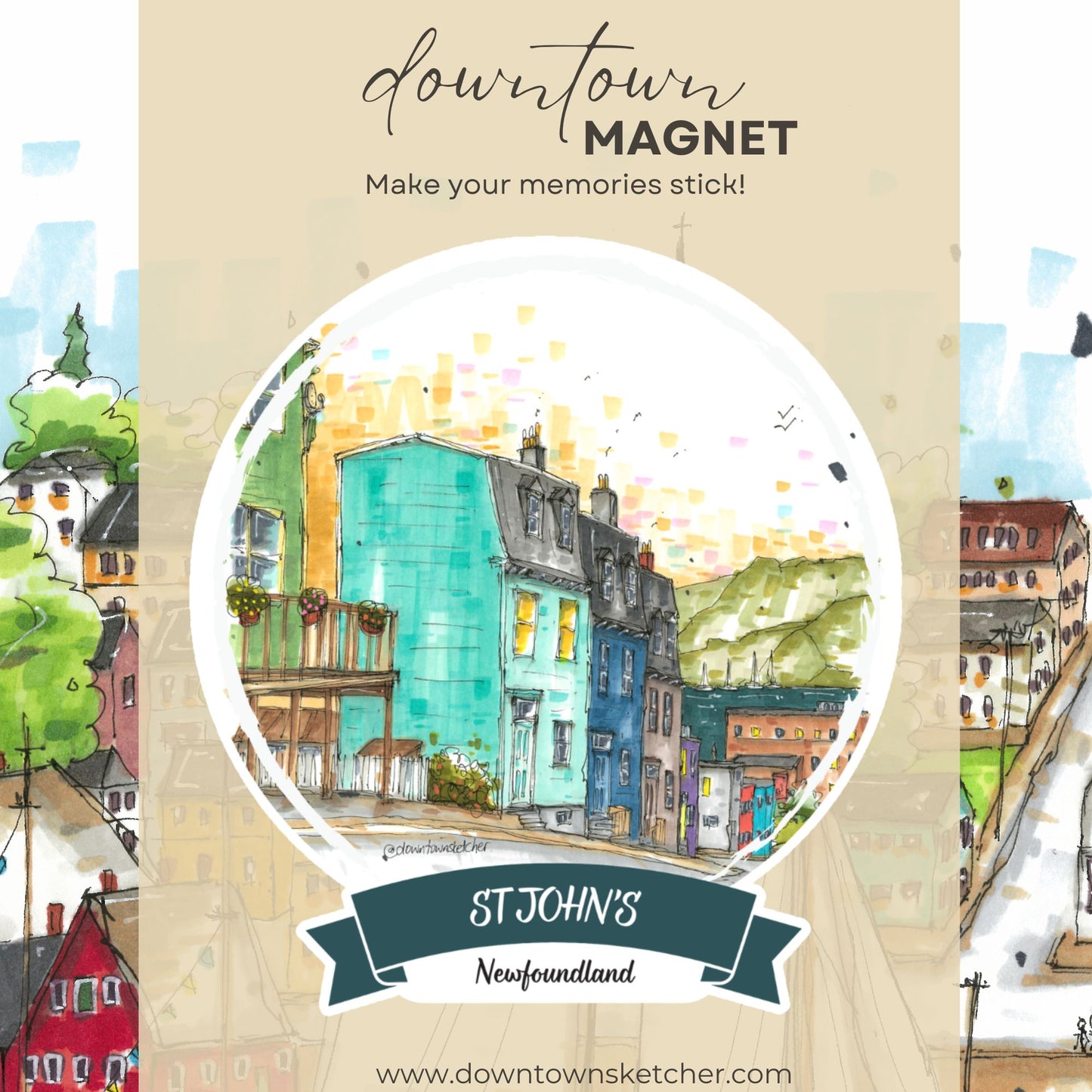 Colourful houses, Halloway street, St John's, Newfoundland- Downtown Magnet