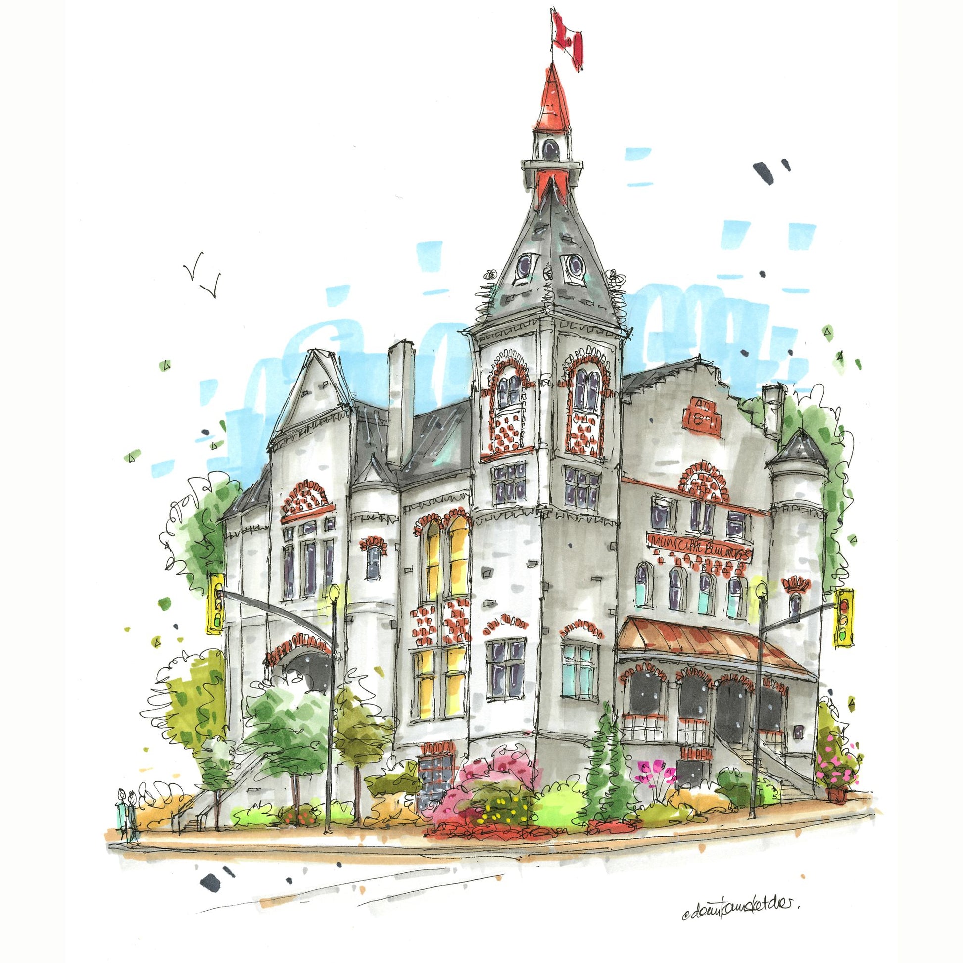 DTS0230 St. Marys Town Hall, Ontario - Downtown Sketcher