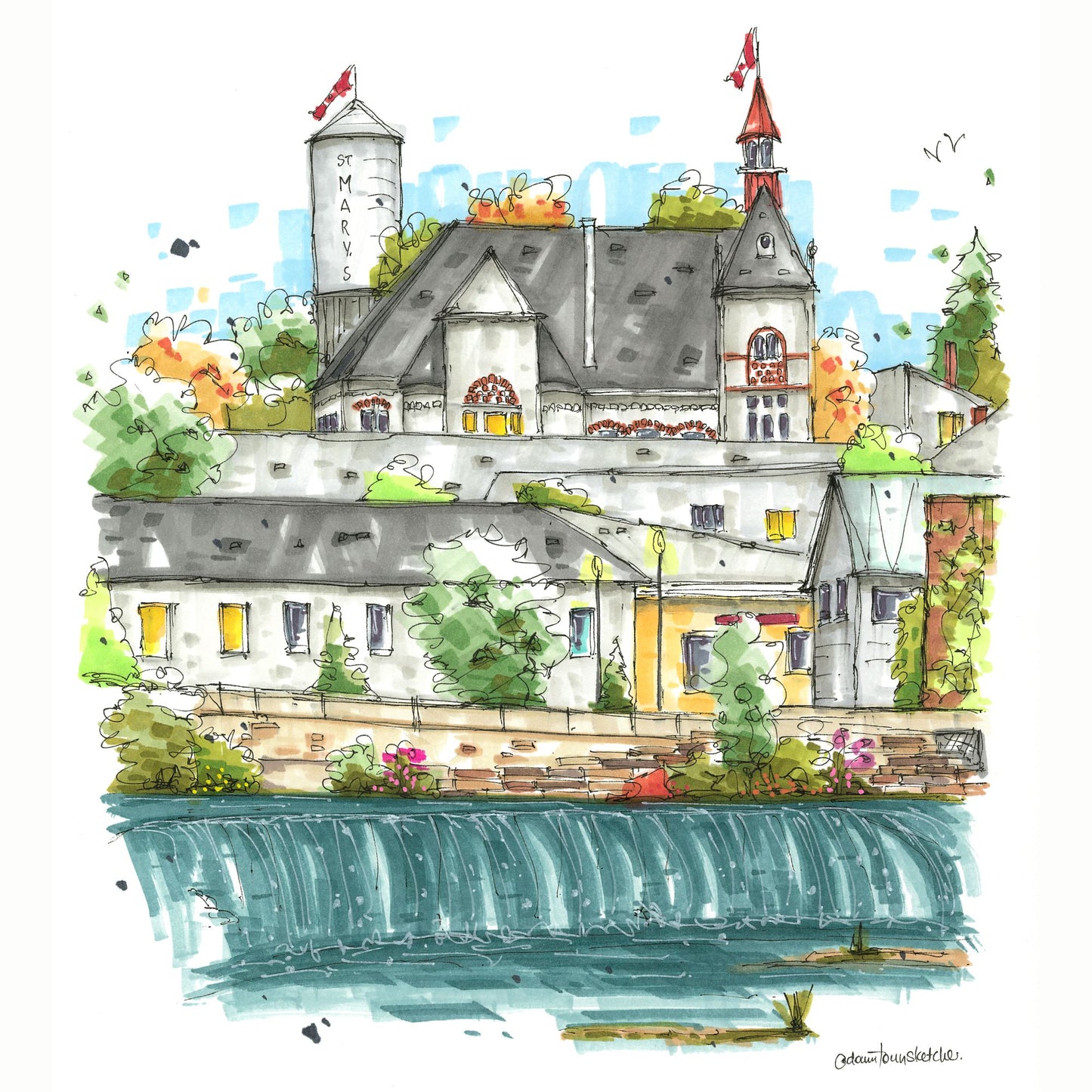 DTS0231 Little Falls St Marys, Ontario - Downtown Sketcher