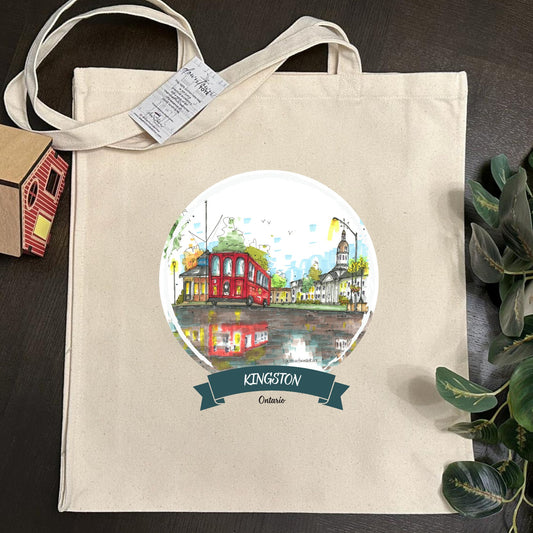 DTS0233 Hop-On Hop-Off Kingston Trolley Tour, Ontario - Downtown Tote Tall- Downtown Sketcher (1)
