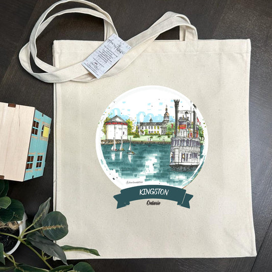 DTS0234 Island Queen 1000 Island Cruises & Shoal Tower, Kingston Ontario - Downtown Tote Tall- Downtown Sketcher