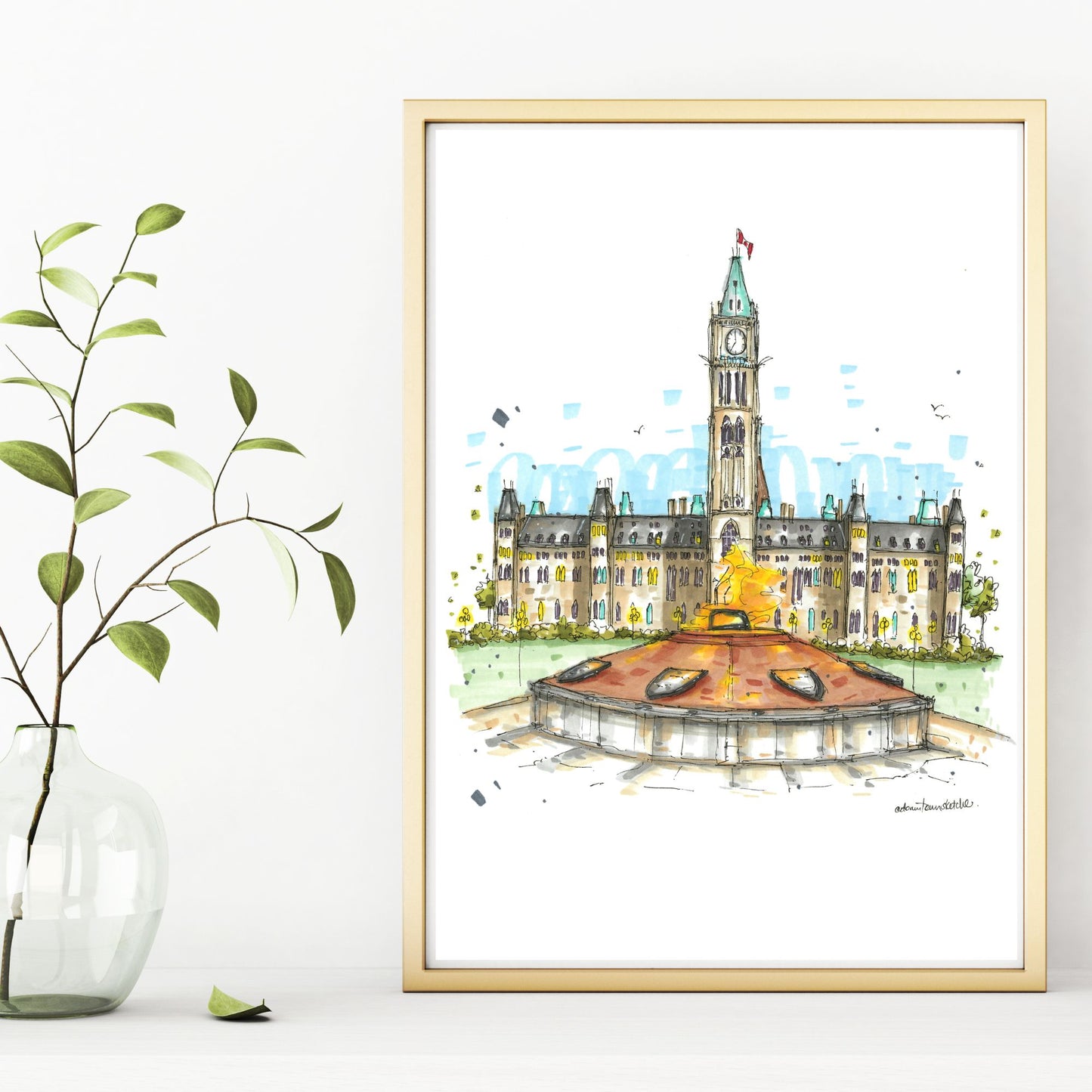 DTS0235 Parliament Hill with Centennial Flame, Ottawa - Downtown Sketcher