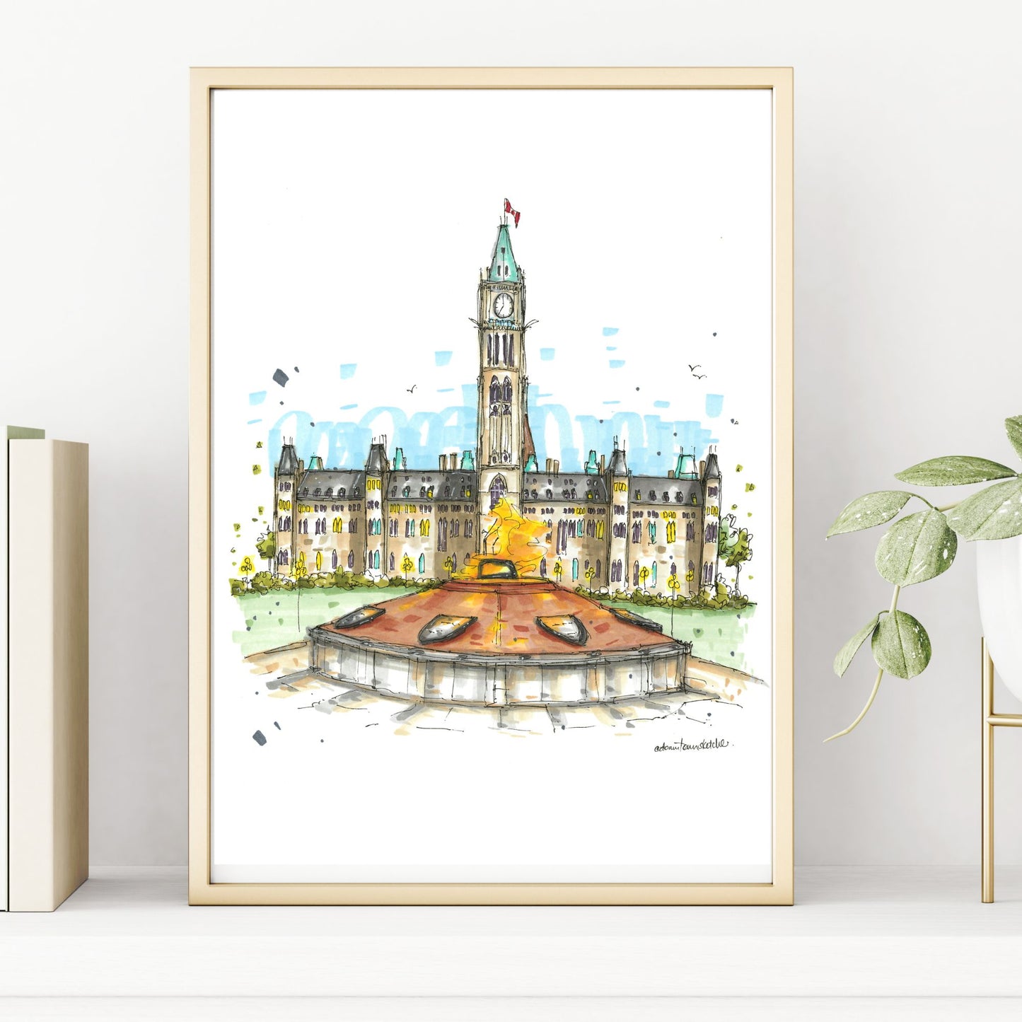 DTS0235 Parliament Hill with Centennial Flame, Ottawa - Downtown Sketcher