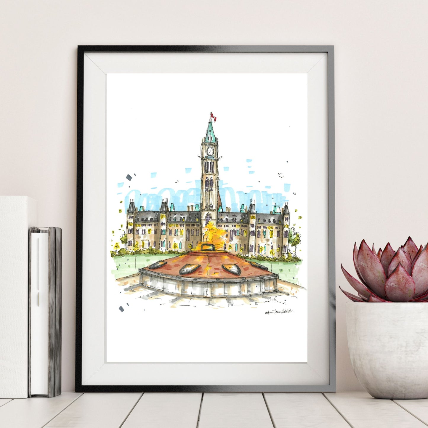 DTS0235 Parliament Hill with Centennial Flame, Ottawa - Downtown Sketcher