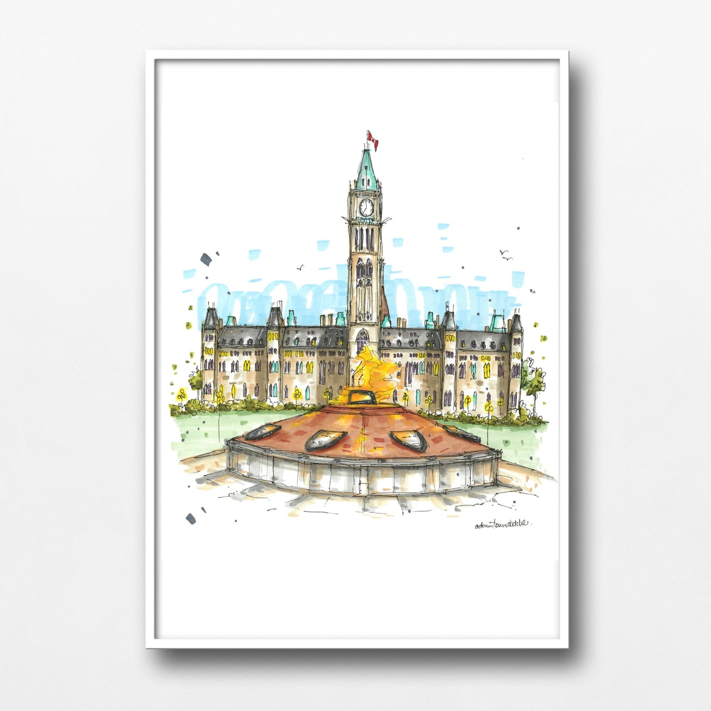 DTS0235 Parliament Hill with Centennial Flame, Ottawa - Downtown Sketcher