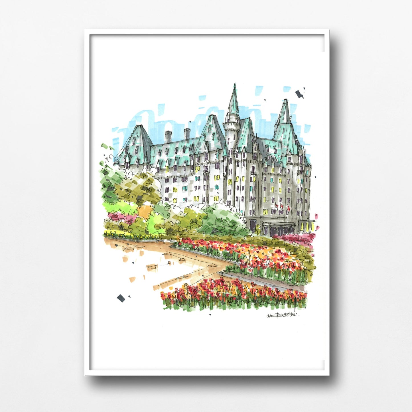 DTS0236 Tulips at Fairmont Château Laurier, Ottawa - Downtown Sketcher