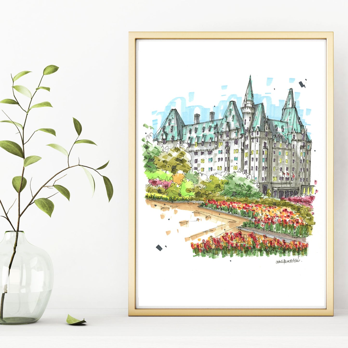 DTS0236 Tulips at Fairmont Château Laurier, Ottawa - Downtown Sketcher