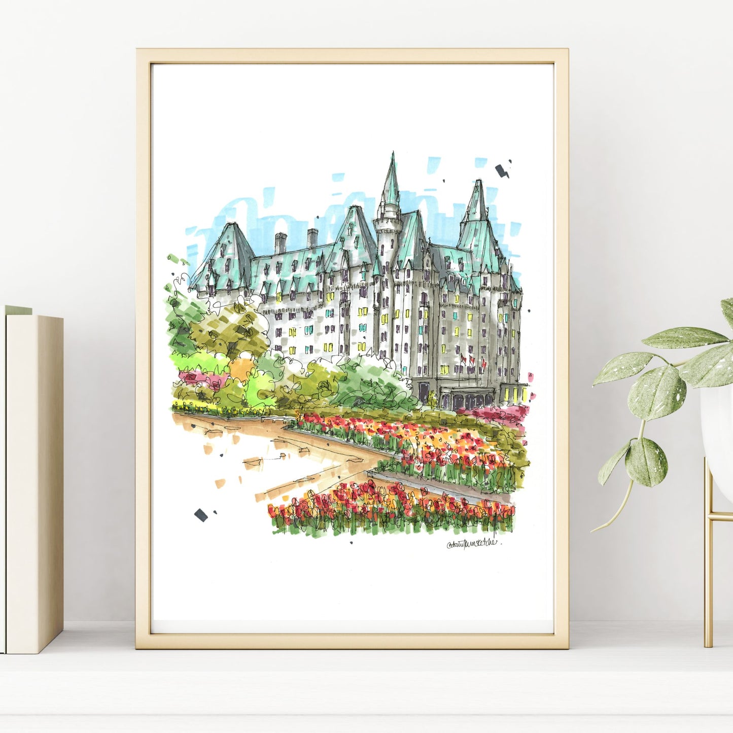 DTS0236 Tulips at Fairmont Château Laurier, Ottawa - Downtown Sketcher