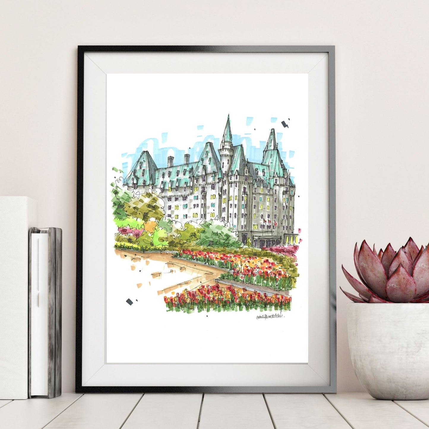 DTS0236 Tulips at Fairmont Château Laurier, Ottawa - Downtown Sketcher