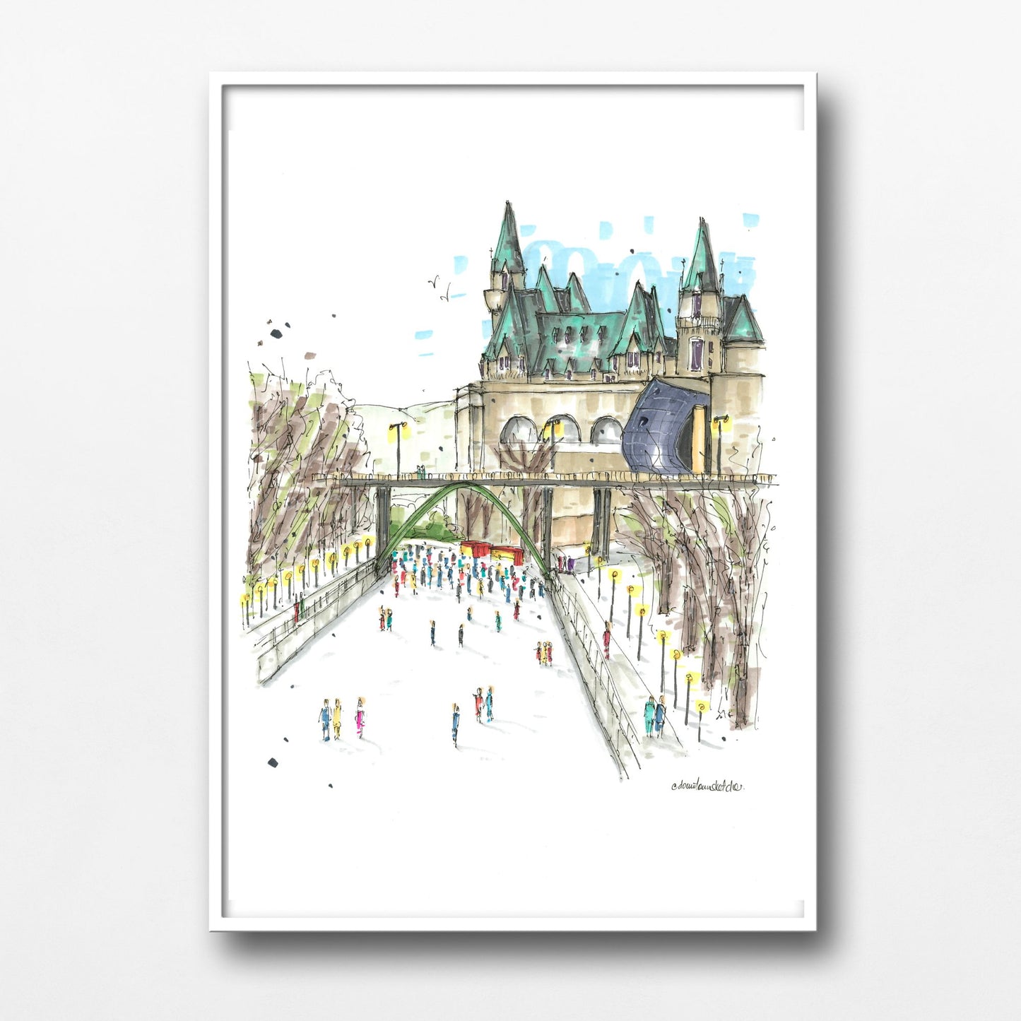 DTS0237 Skating the Rideau Canal, Ottawa - Downtown Sketcher