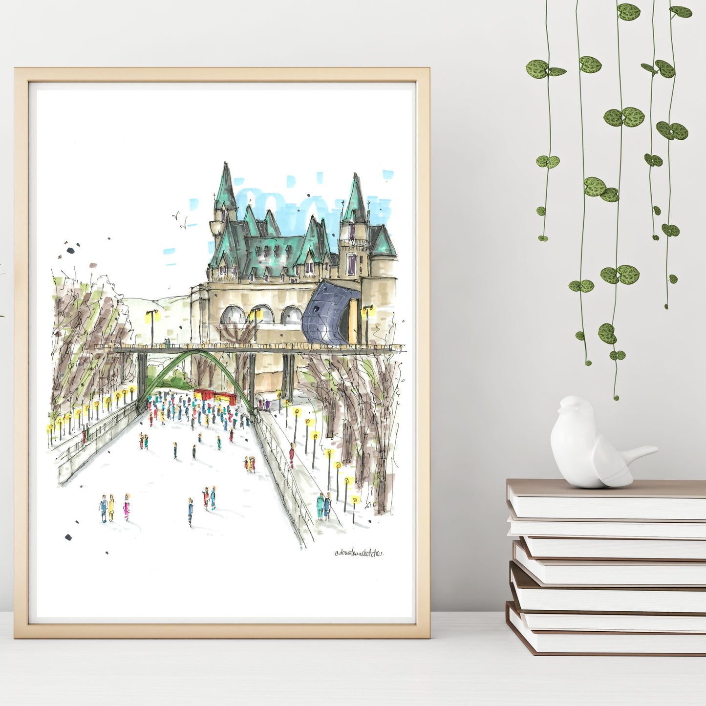 DTS0237 Skating the Rideau Canal, Ottawa - Downtown Sketcher