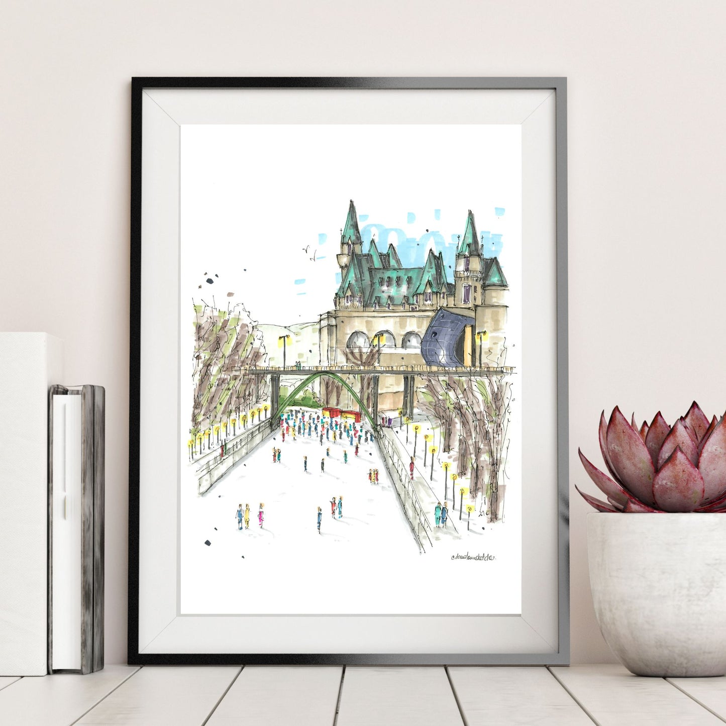 DTS0237 Skating the Rideau Canal, Ottawa - Downtown Sketcher