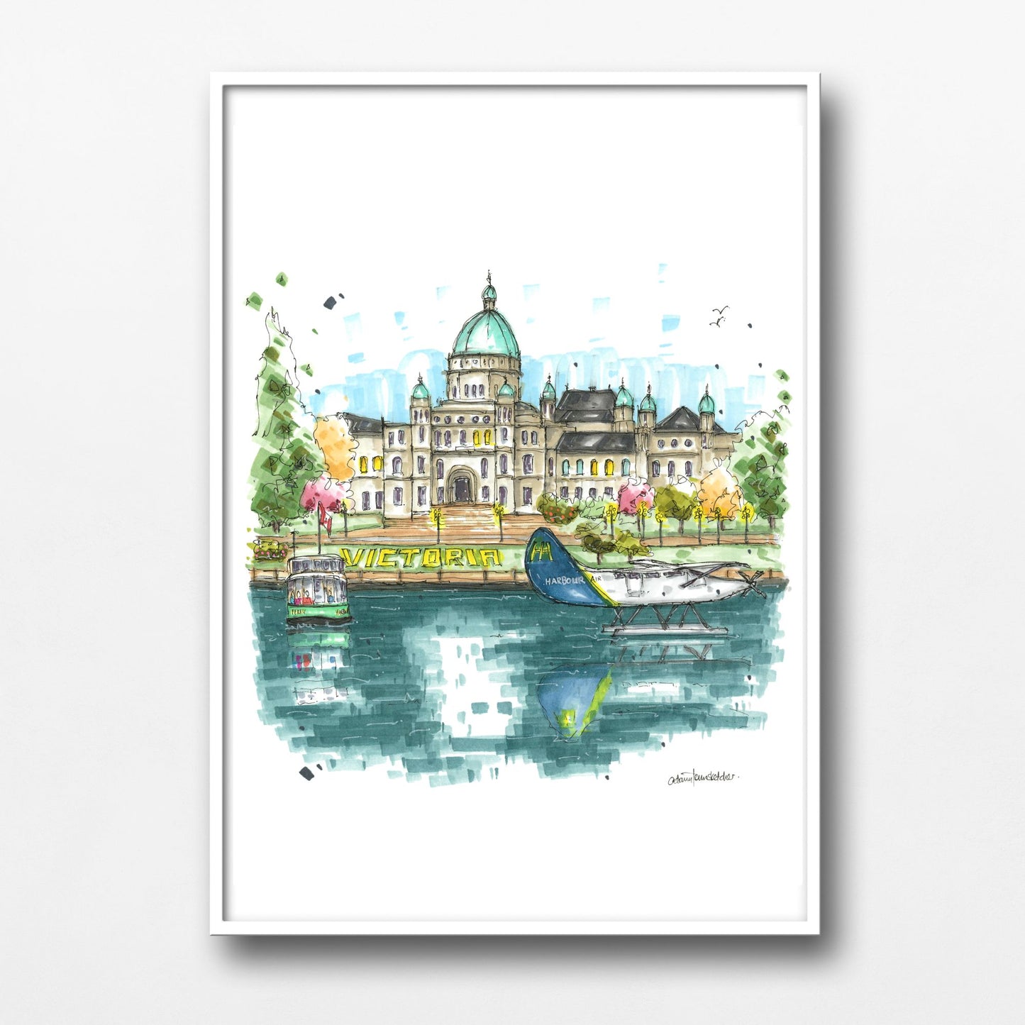 DTS0239 Legislative Assembly of British Columbia Waterfront, Victoria - Downtown Sketcher