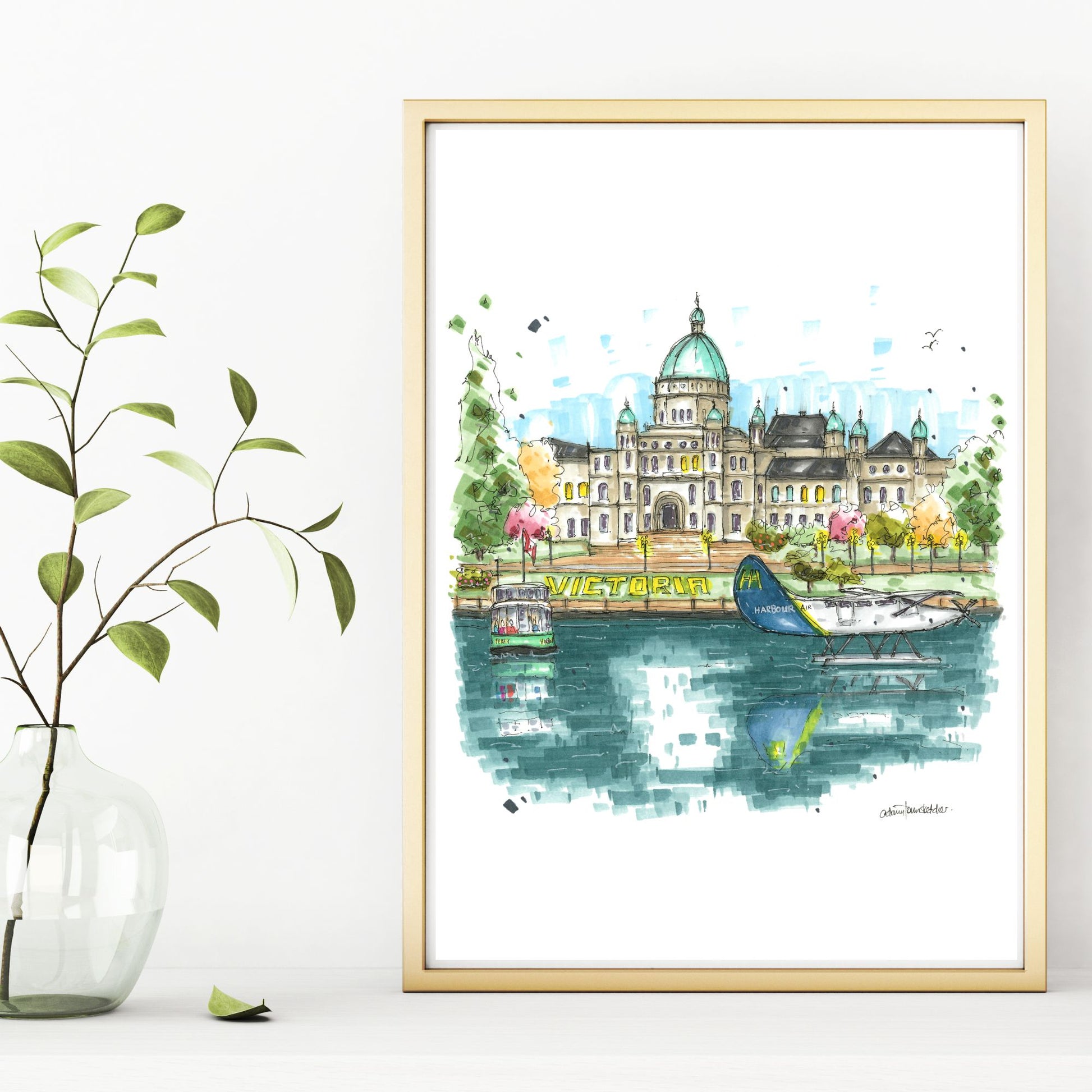 DTS0239 Legislative Assembly of British Columbia Waterfront, Victoria - Downtown Sketcher