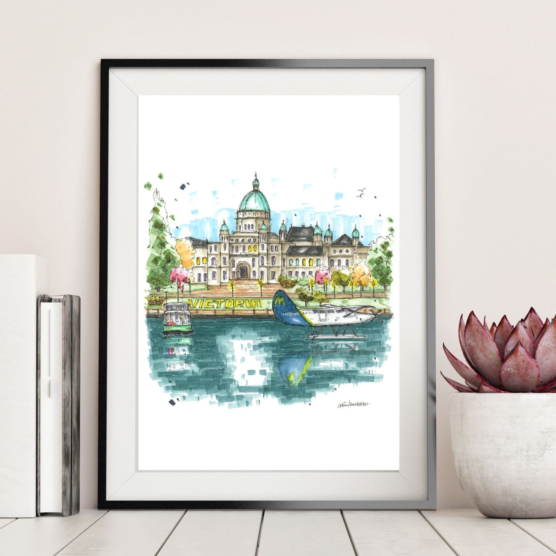DTS0239 Legislative Assembly of British Columbia Waterfront, Victoria - Downtown Sketcher