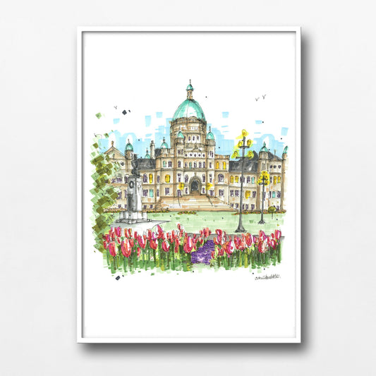 DTS0240 Legislative Assembly of British Columbia Tulips, Victoria - Downtown Sketcher