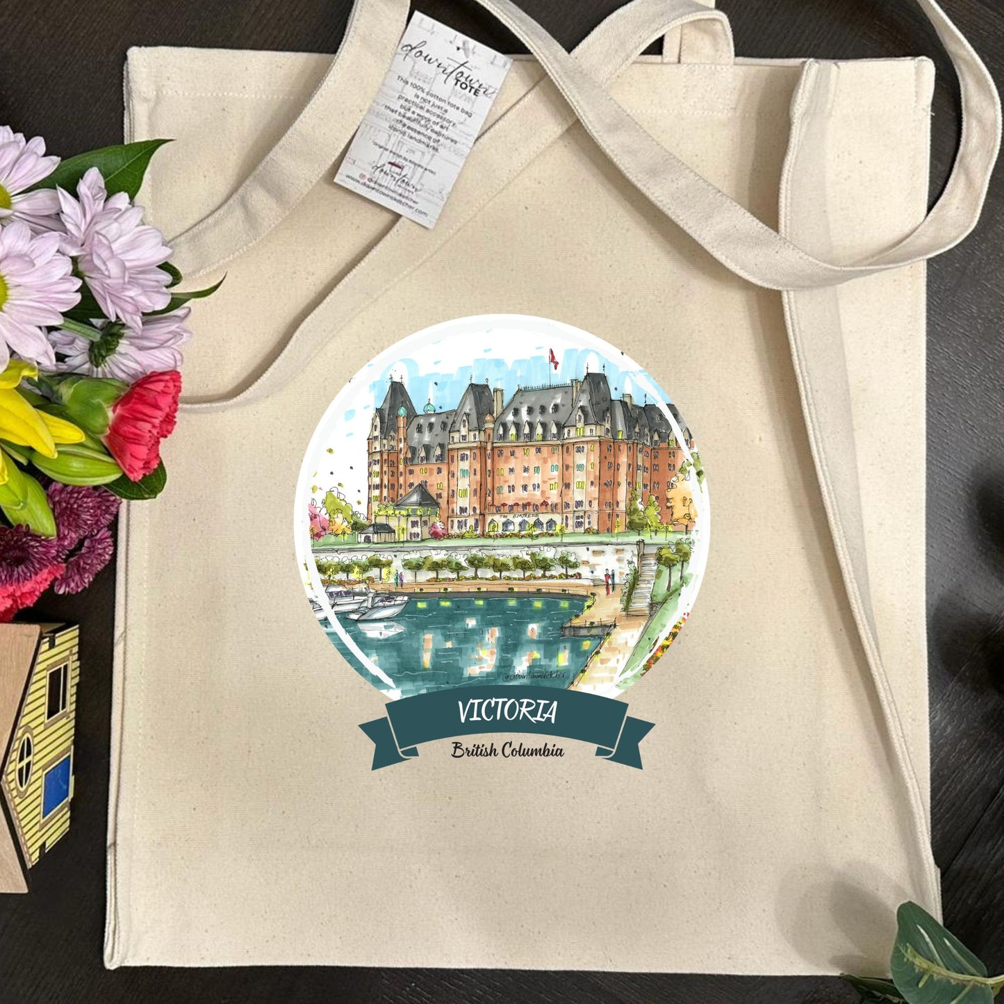 DTS0241 Empress Hotel Waterfront, Victoria - Tote Bag - Downtown Sketcher