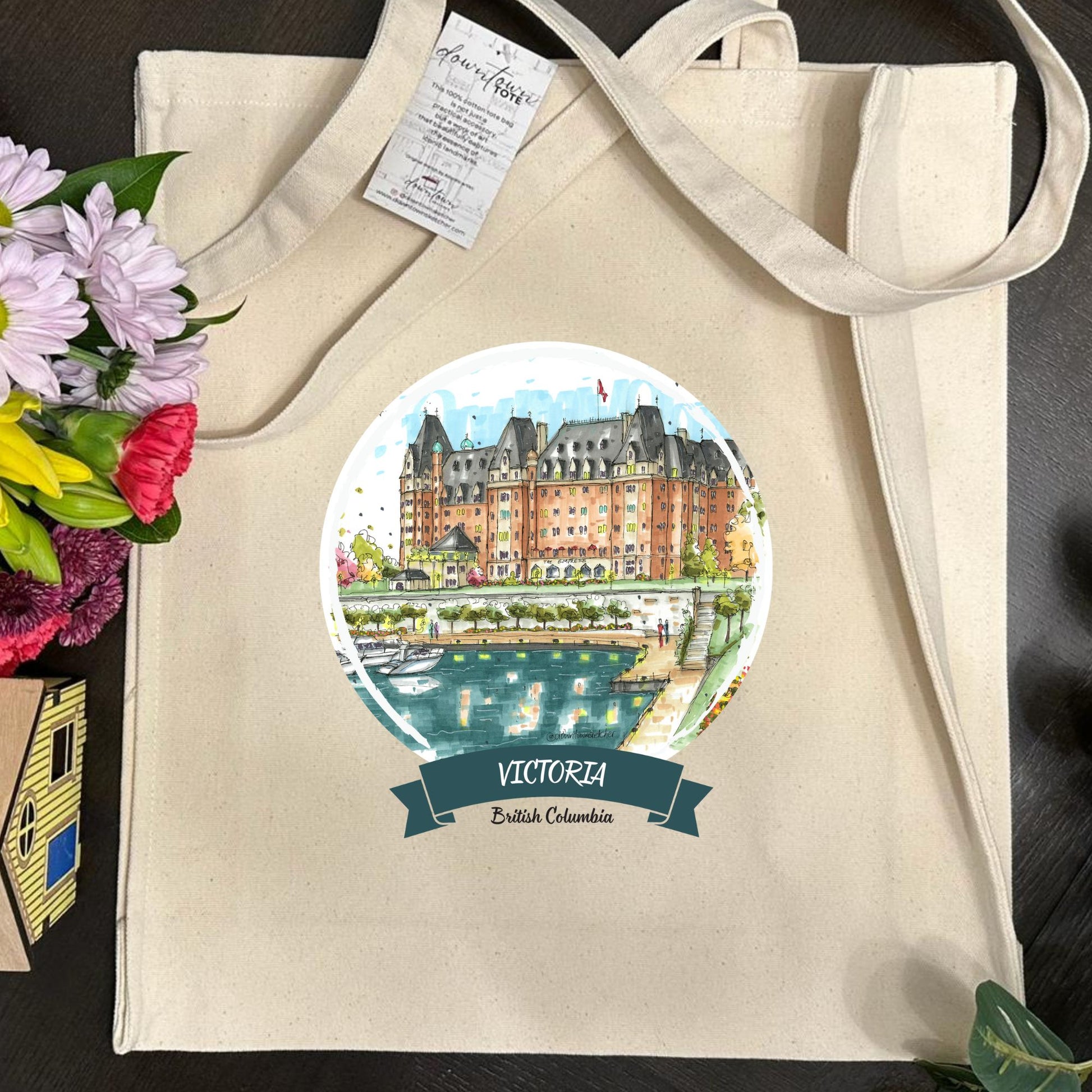DTS0241 Empress Hotel Waterfront, Victoria - Tote Bag - Downtown Sketcher