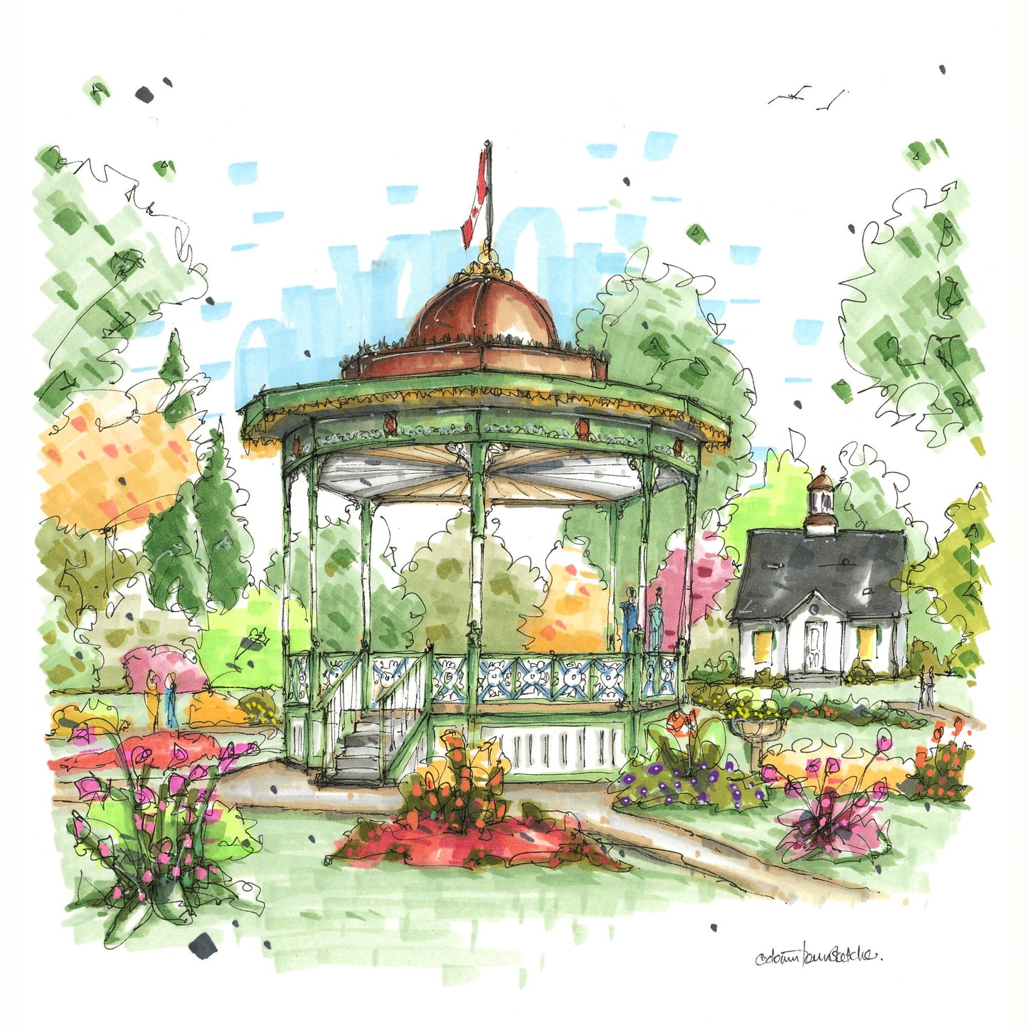 DTS0242 Gazebo in the Public Gardens, Halifax - Downtown Sketcher