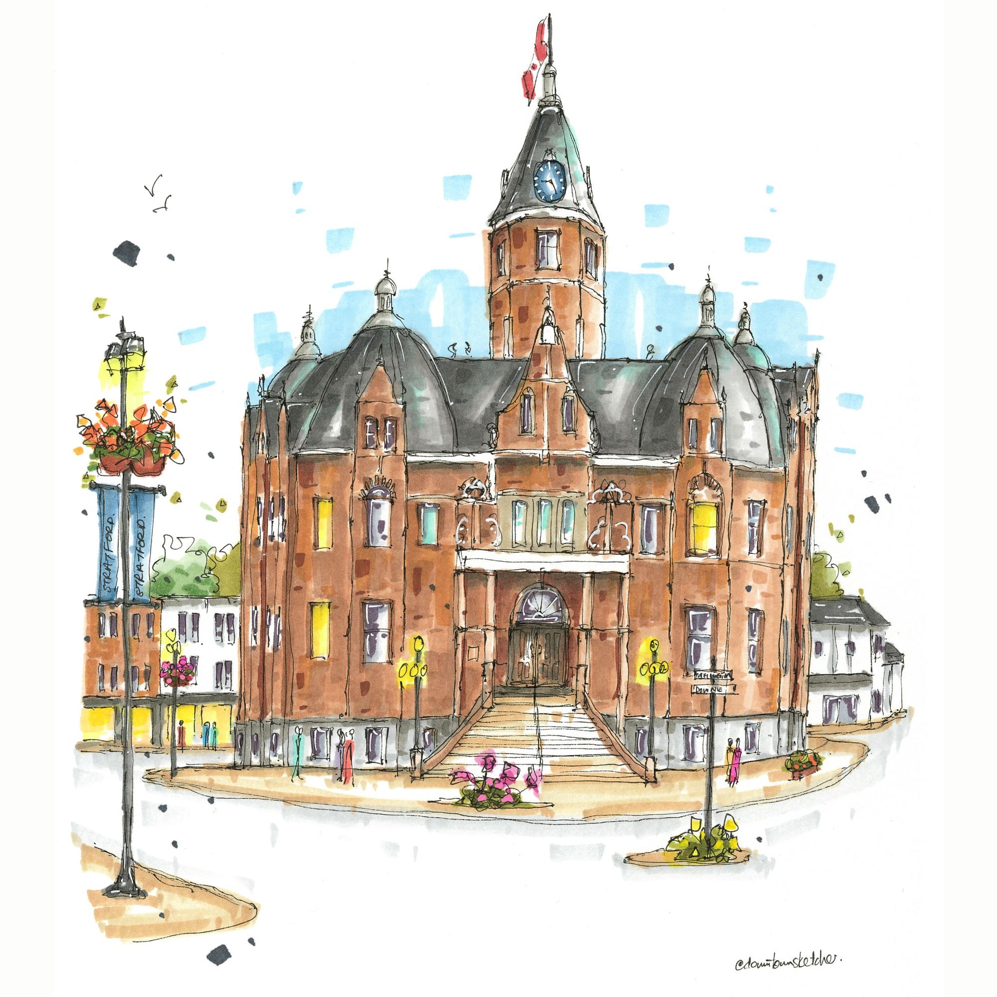 DTS0245 Town Hall, Stratford, Ontario - Downtown Sketcher