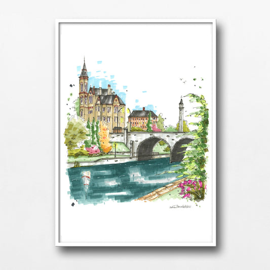 DTS0246 Court of Justice from Avon River, Stratford, Ontario - Downtown Sketcher