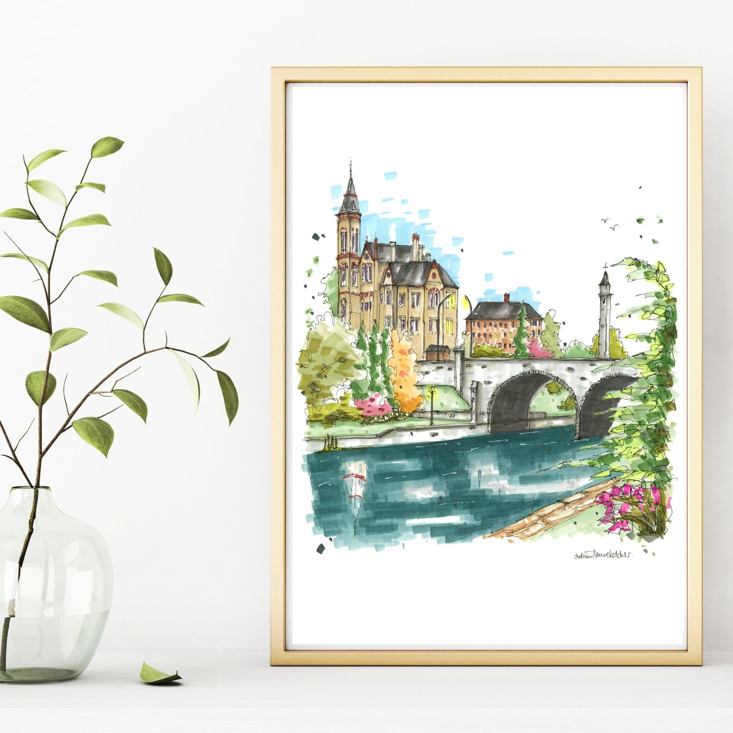 DTS0246 Court of Justice from Avon River, Stratford, Ontario - Downtown Sketcher