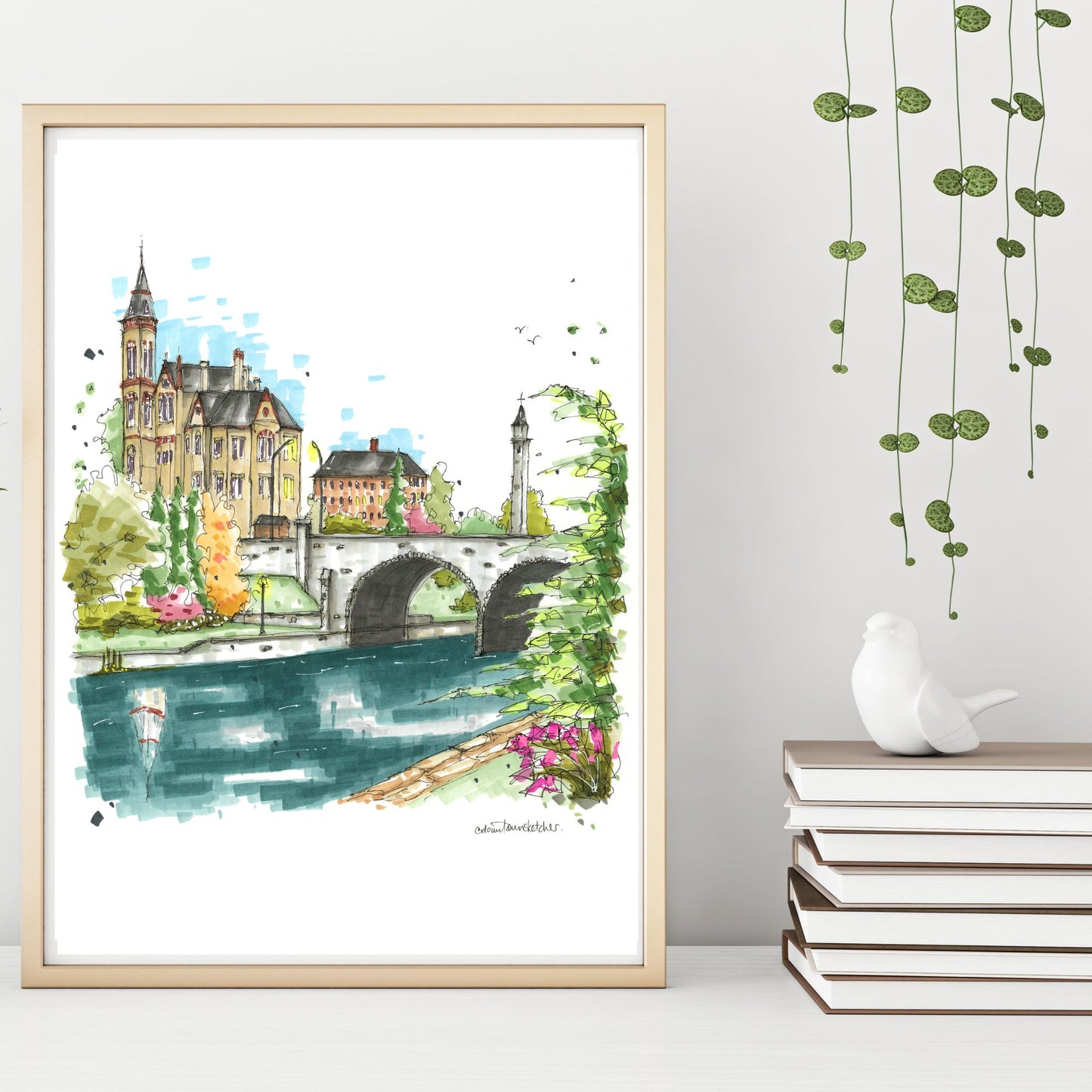 DTS0246 Court of Justice from Avon River, Stratford, Ontario - Downtown Sketcher