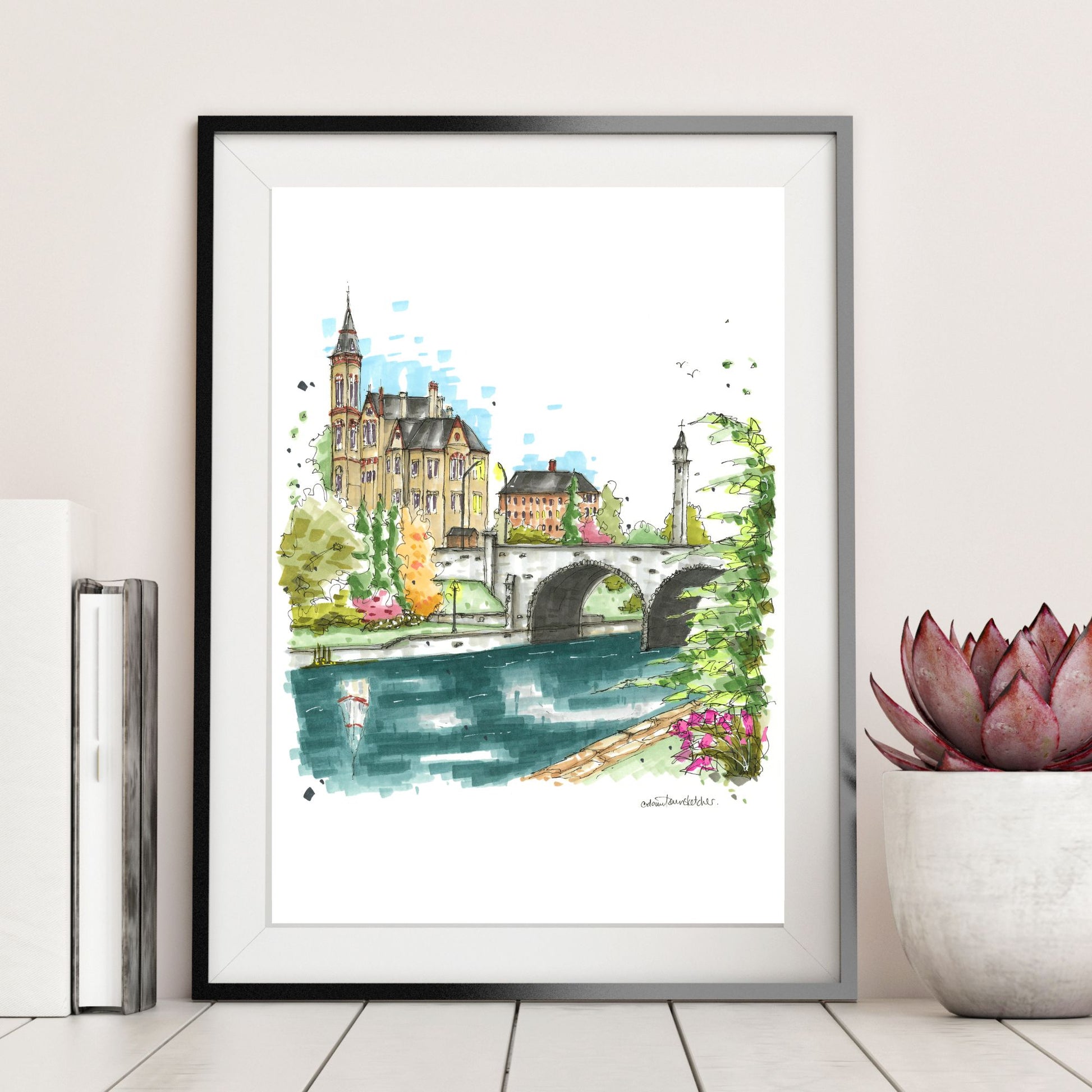DTS0246 Court of Justice from Avon River, Stratford, Ontario - Downtown Sketcher