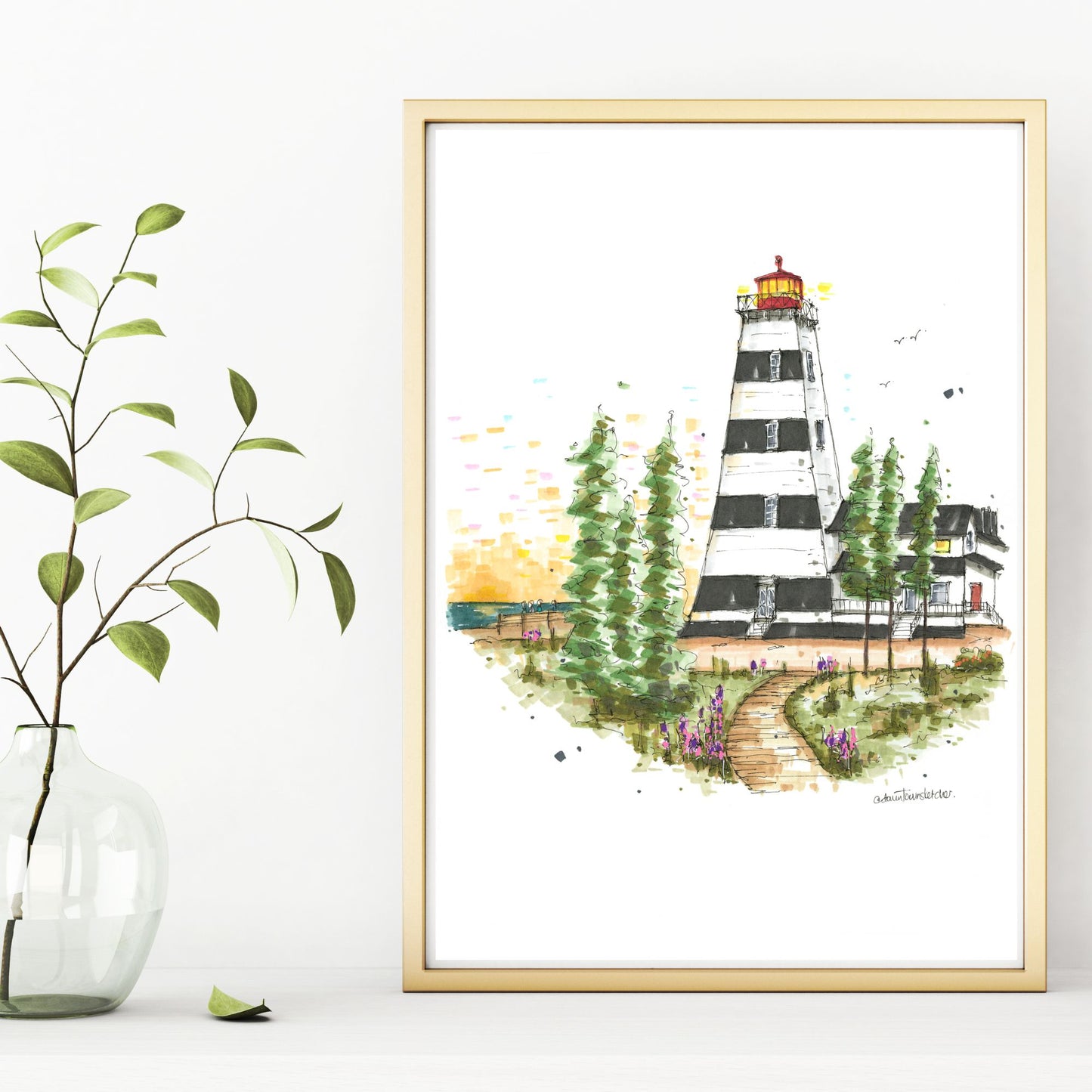 DTS0256 West Point Lighthouse Inn & Museum, Prince Edward Island - Downtown Sketcher
