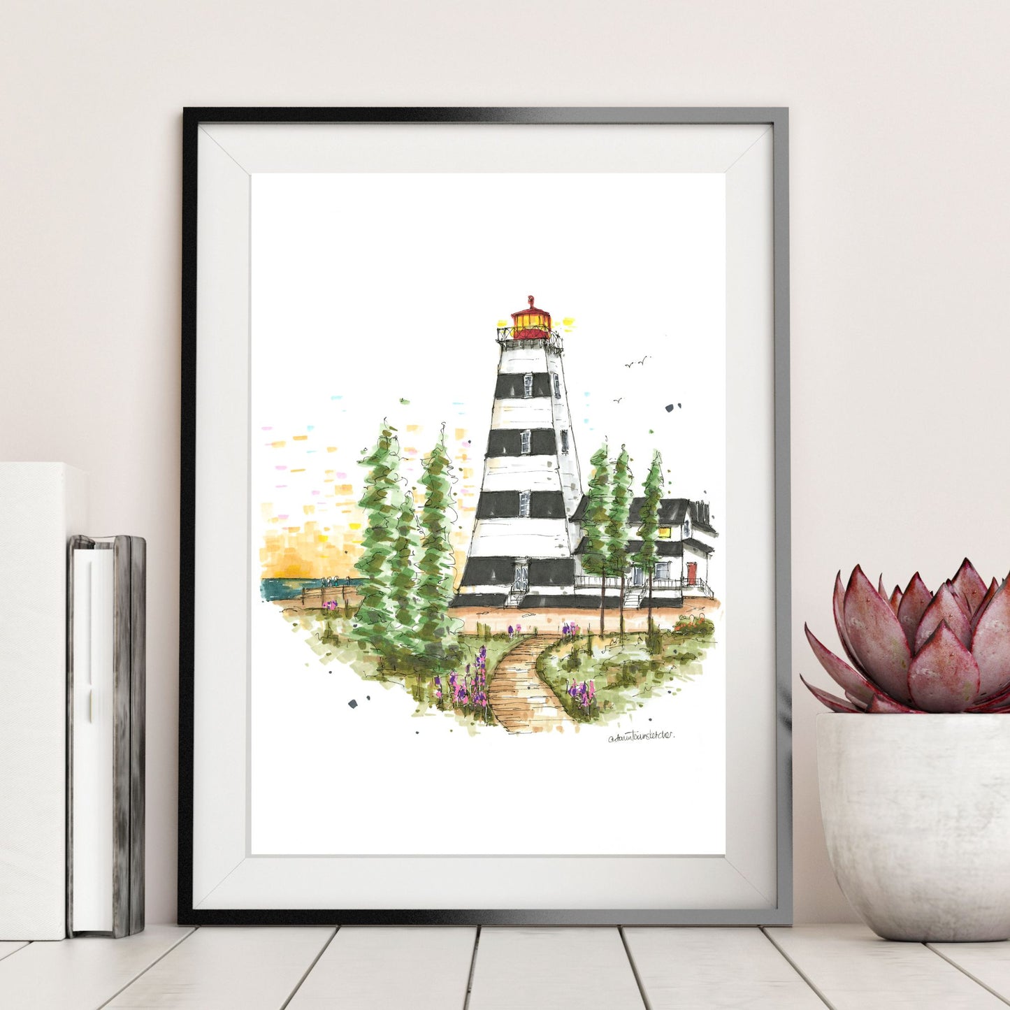 DTS0256 West Point Lighthouse Inn & Museum, Prince Edward Island - Downtown Sketcher