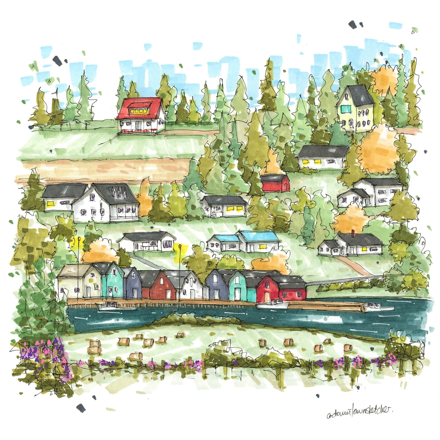 DTS0257 French River Village, Prince Edward Island - Downtown Sketcher