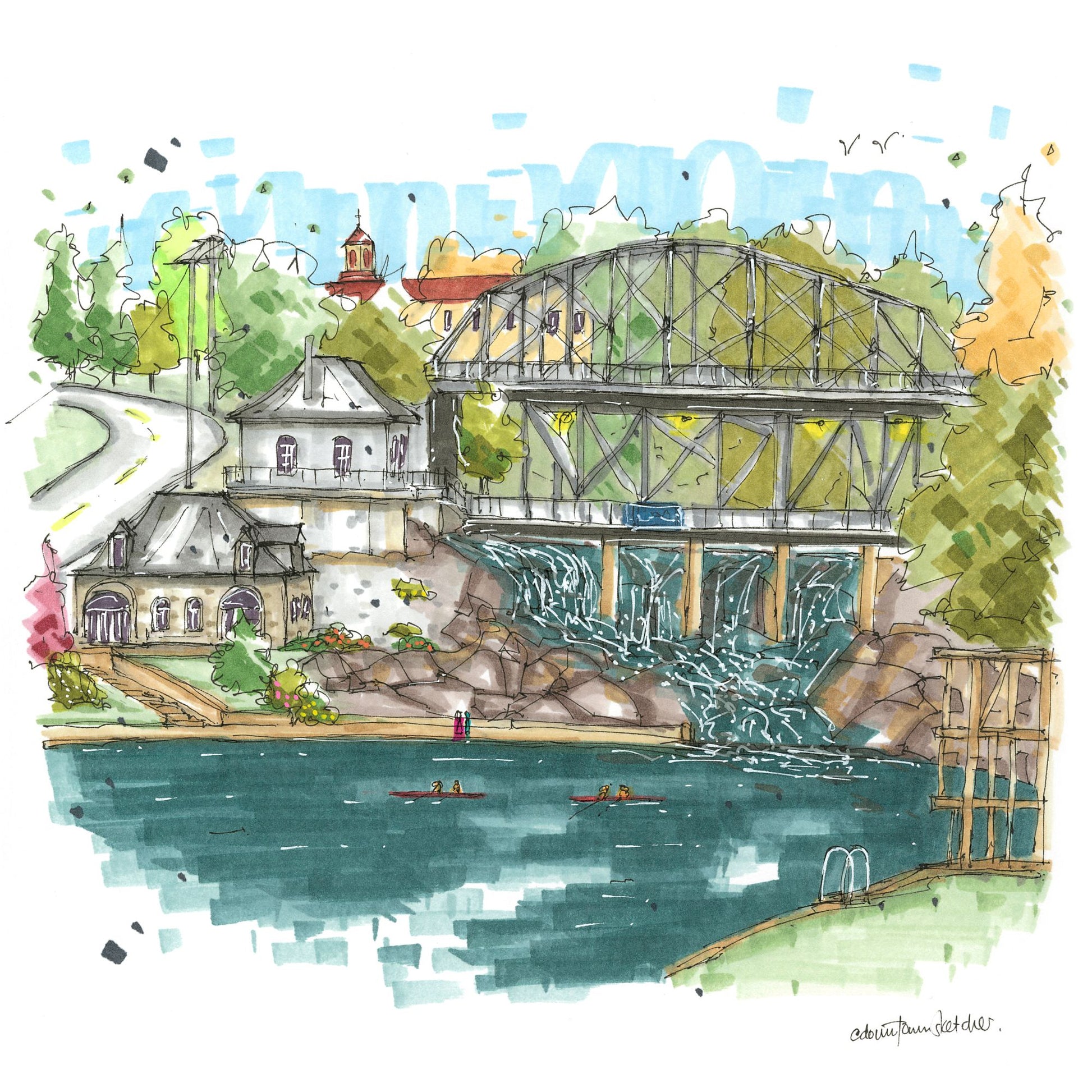 DTS0259 Bracebridge Falls, Ontario - Downtown Sketcher