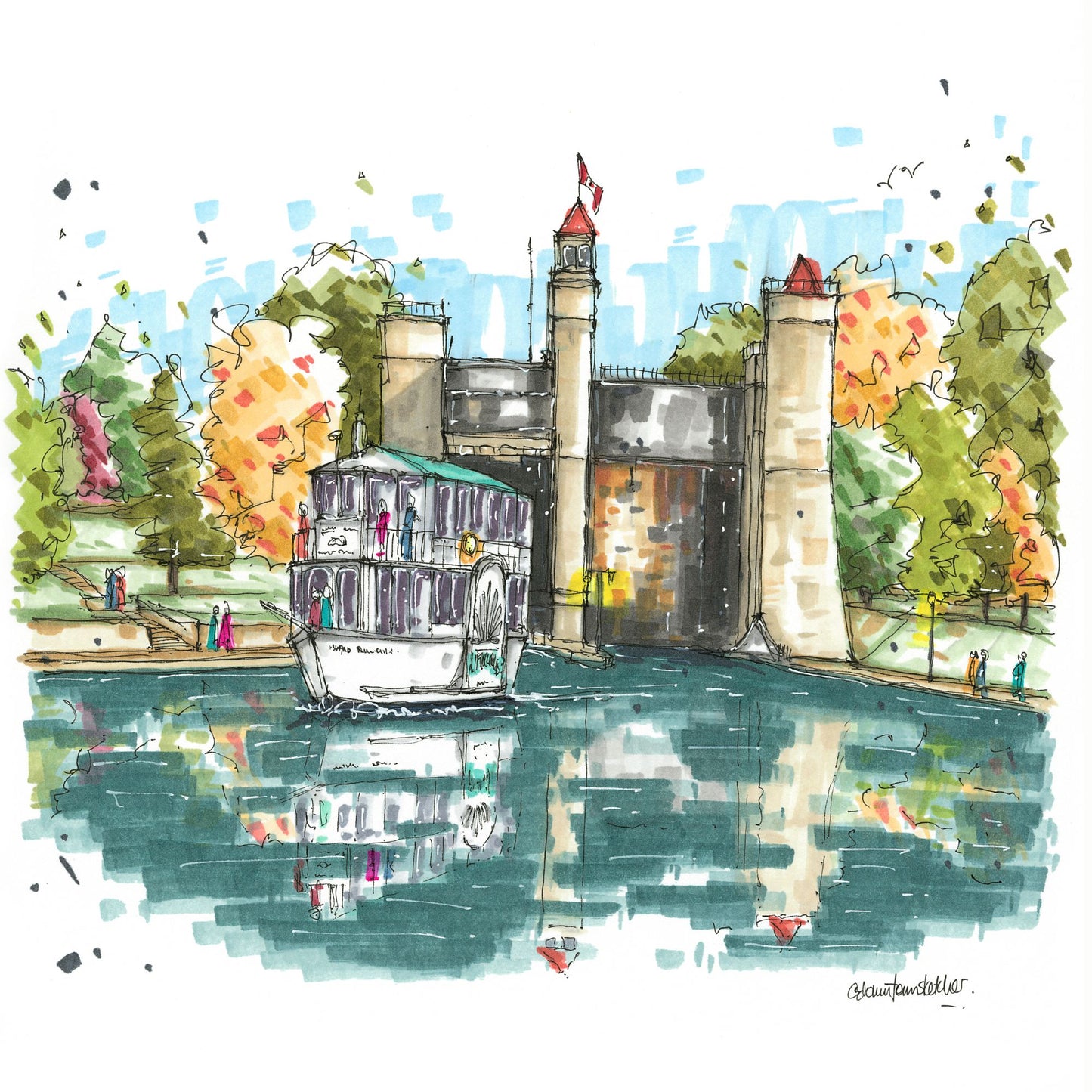Liftlock & the Riverboat Cruises, Peterborough, Ontario - Magnet