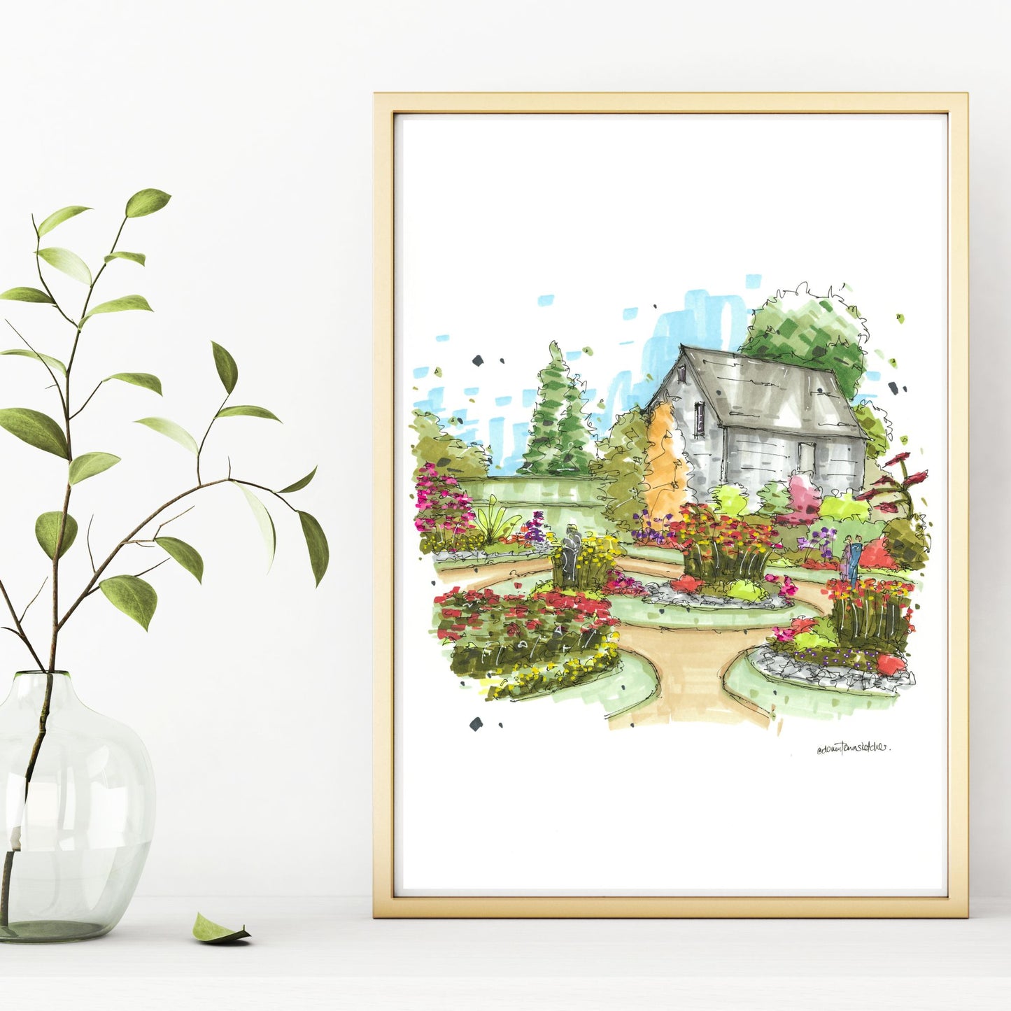 DTS0268 Victorian Garden, Historic Gardens, Annapolis Royal - Downtown Sketcher