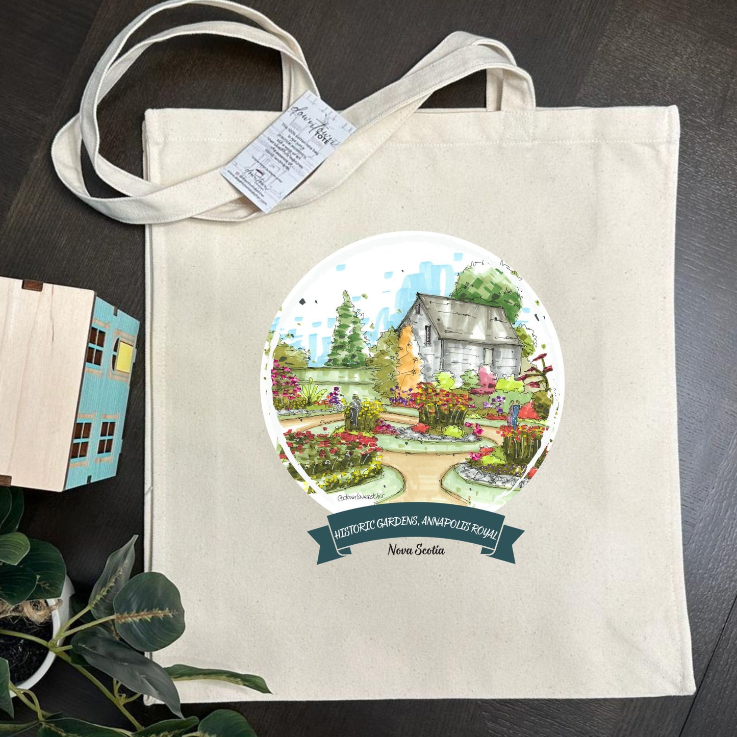 DTS0268 Victorian Garden, Historic Gardens, Annapolis Royal - Tote Bag - Downtown Sketcher - Tote Bag - Downtown Sketcher