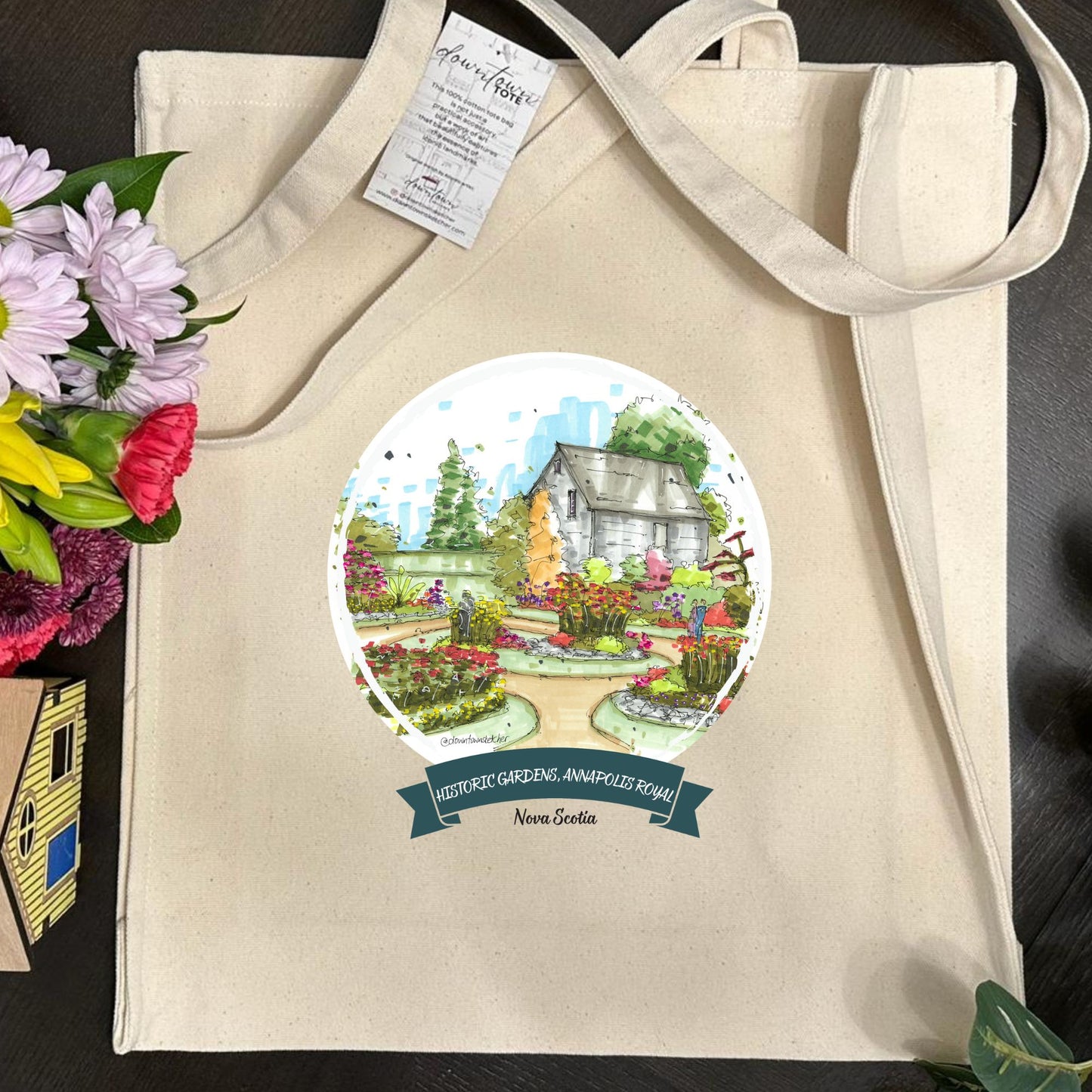 DTS0268 Victorian Garden, Historic Gardens, Annapolis Royal - Tote Bag - Downtown Sketcher - Tote Bag - Downtown Sketcher