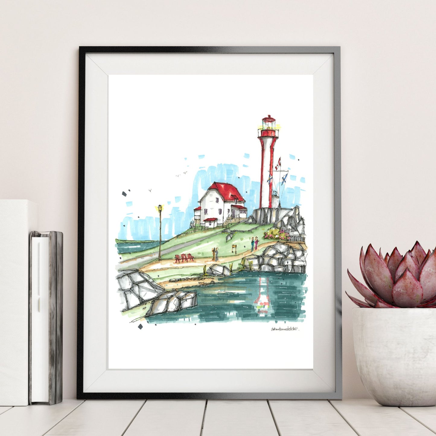 DTS0278 Cape Forchu Lighthouse, Yarmouth - Downtown Sketcher