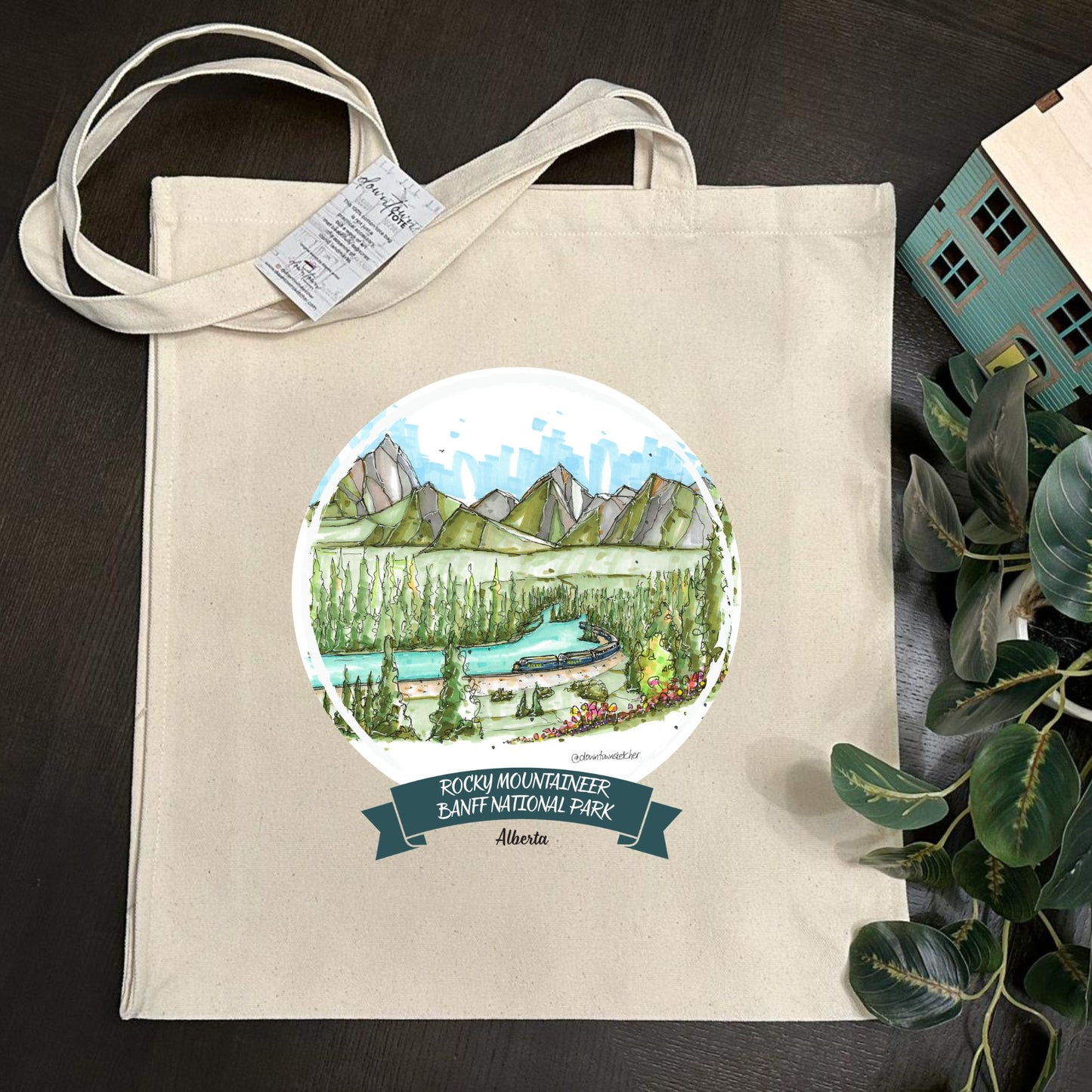 Rocky Mountaineer at Morant's Curve, Banff National Park, Alberta - Downtown Tote Tall