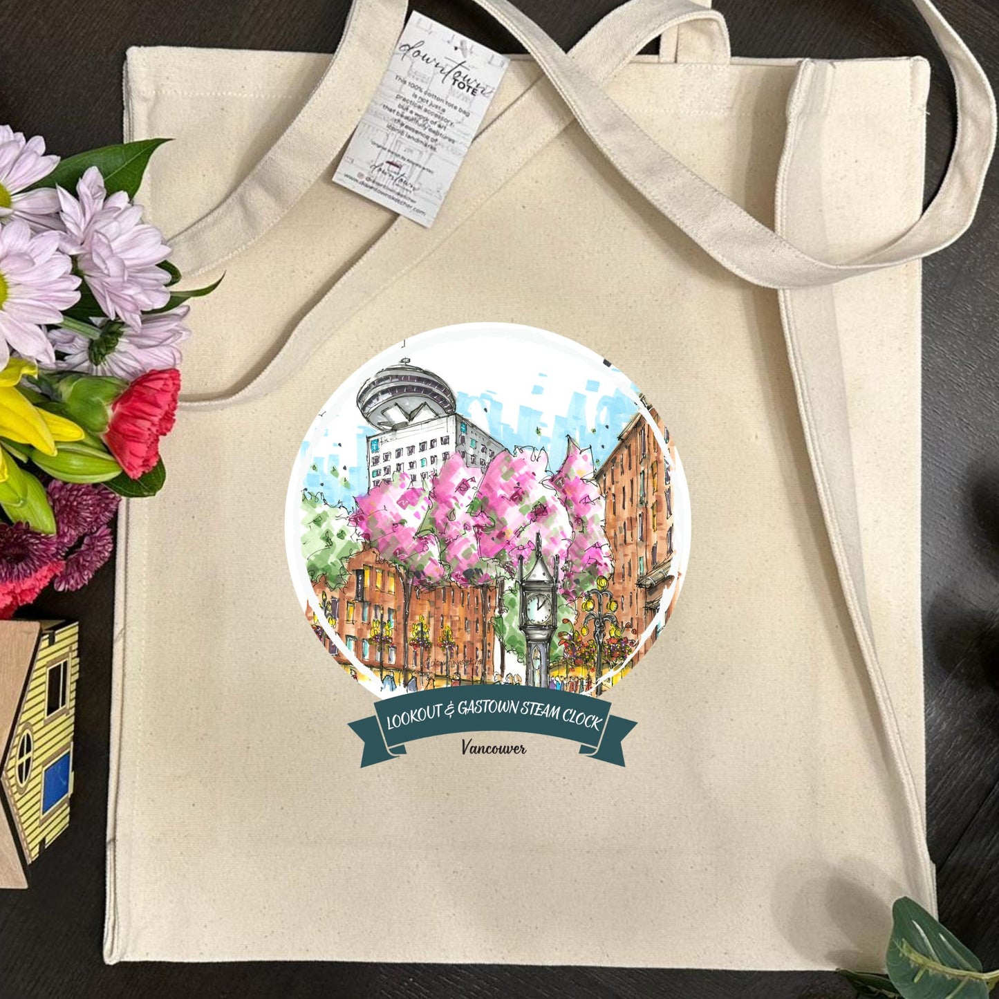 Vancouver Lookout and Gastown Steam Clock - Downtown Tall Tote