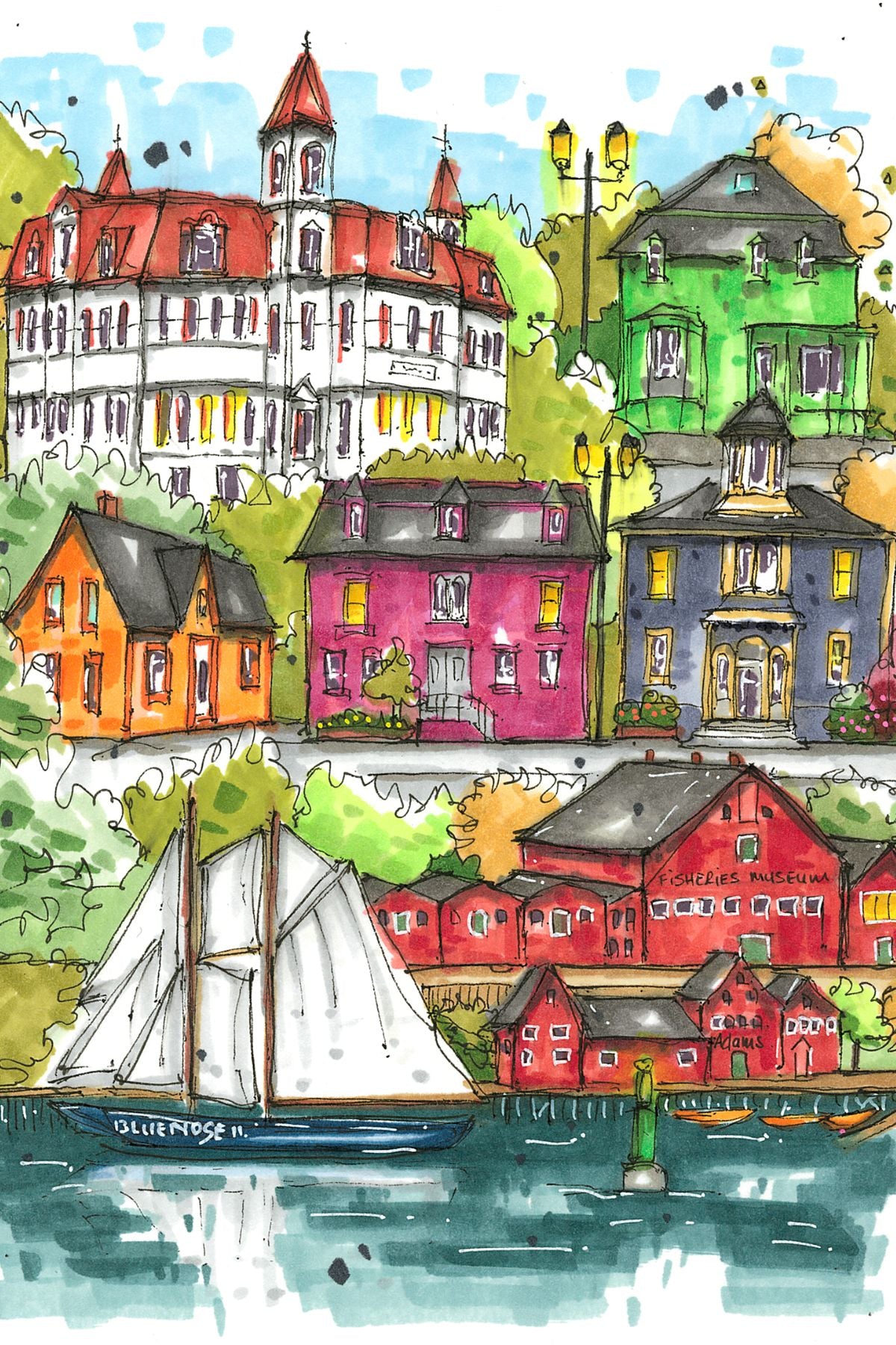 DTSP005 Lunenburg, Nova Scotia - Mini Luxury Puzzle - Downtown Sketcher