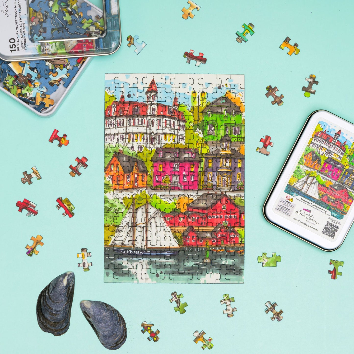 DTSP005 Lunenburg, Nova Scotia - Mini Luxury Puzzle - Downtown Sketcher