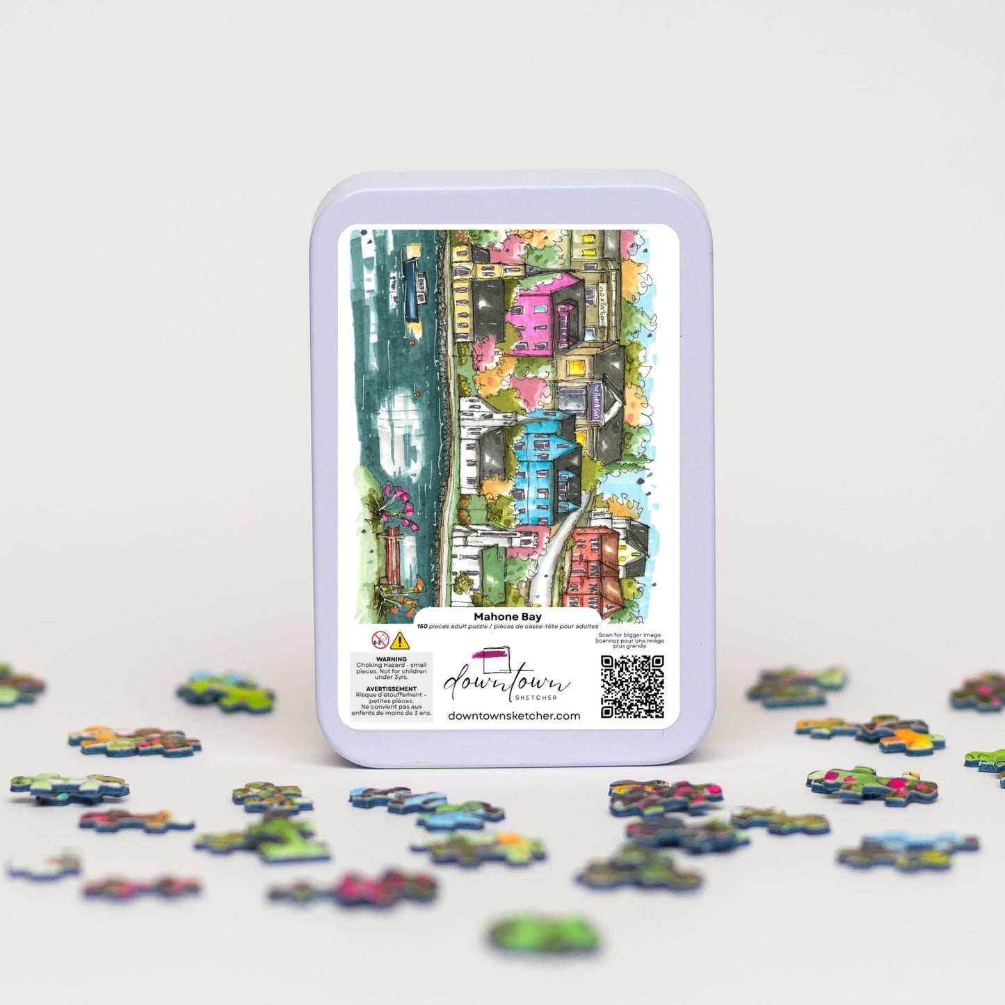 DTSP009 Mahone Bay, Nova Scotia - Mini Luxury Puzzle - Downtown Sketcher