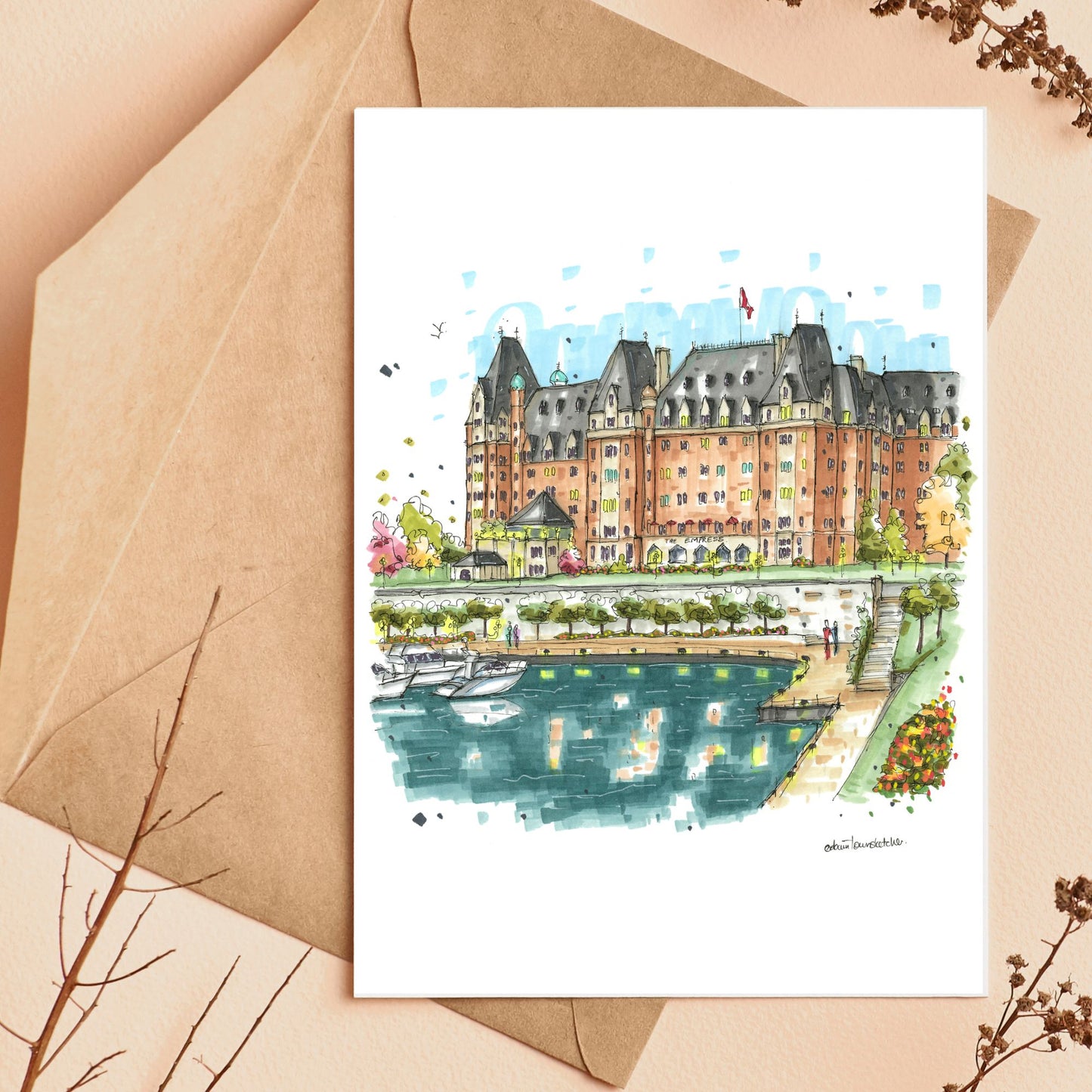 Empress Hotel Waterfront, Victoria, Greeting Card