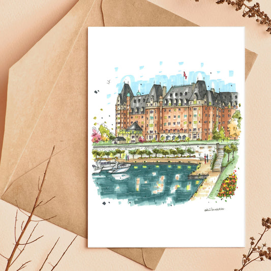 Empress Hotel Waterfront, Victoria, Greeting Card