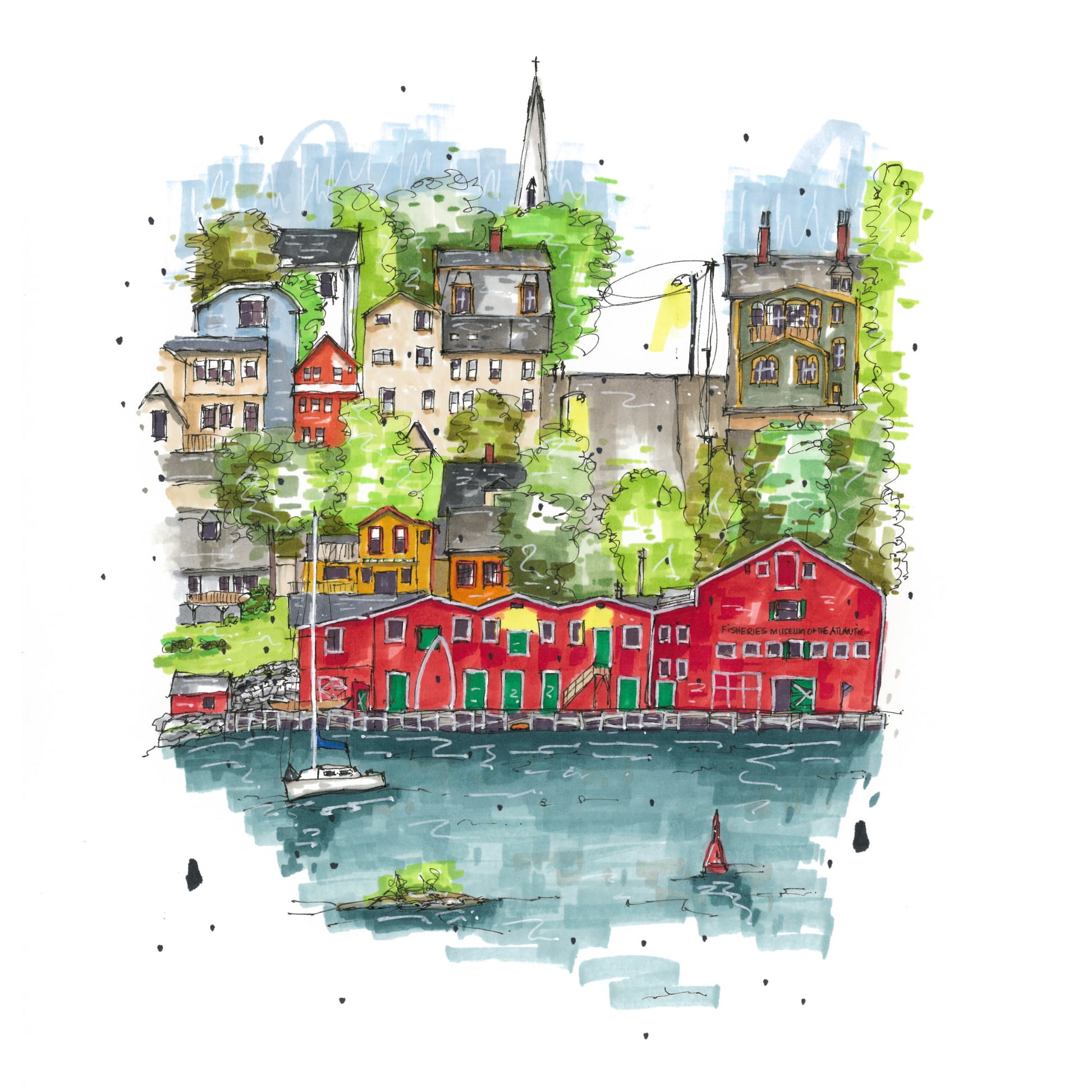 Fisheries Museum of the Atlantic, Lunenburg, Nova Scotia, Greeting Card - Downtown Sketcher