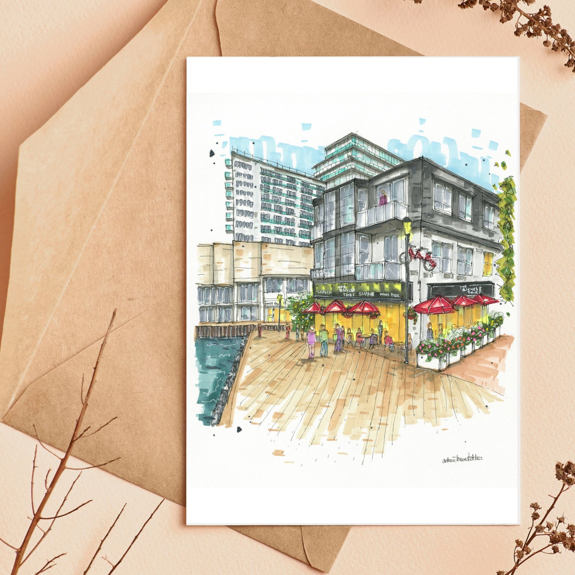 Halifax Boardwalk with The Bicycle Thief & Water Polo - Downtown Sketcher