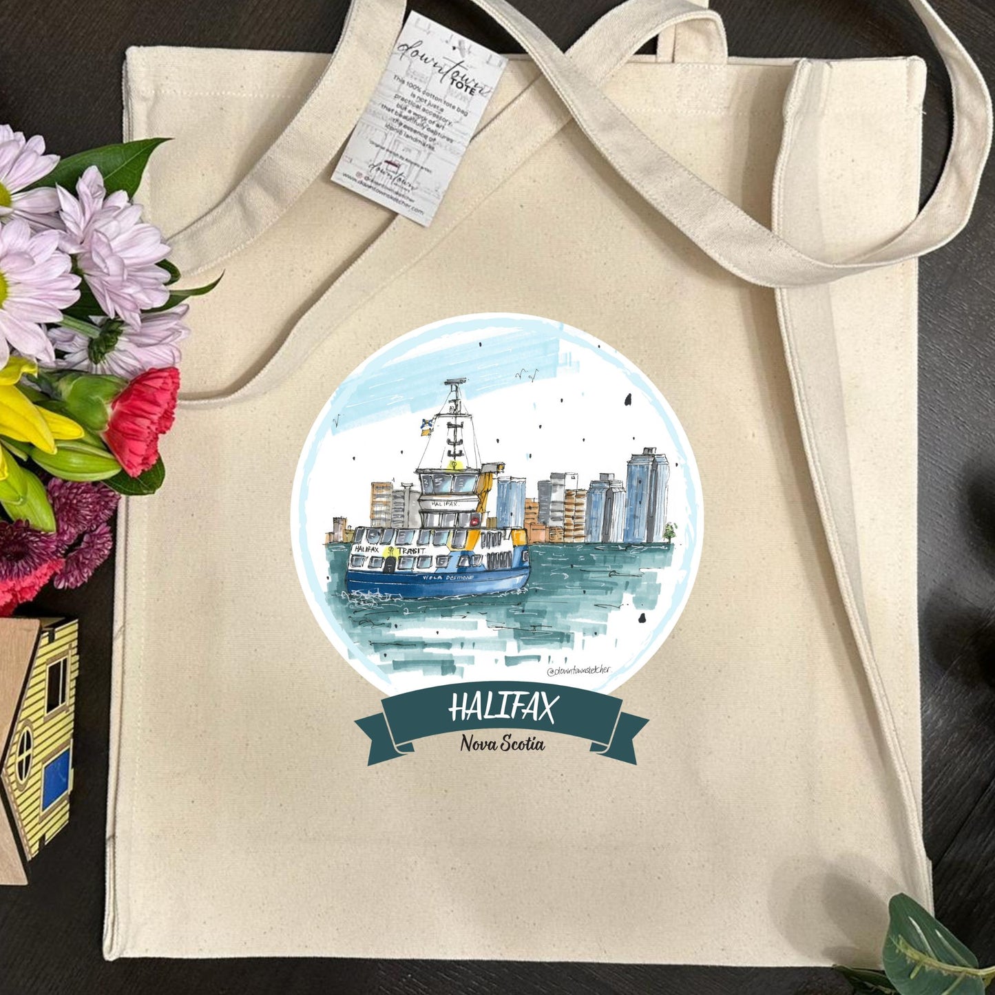 Halifax Ferry - Tall - Downtown Tote - Downtown Sketcher